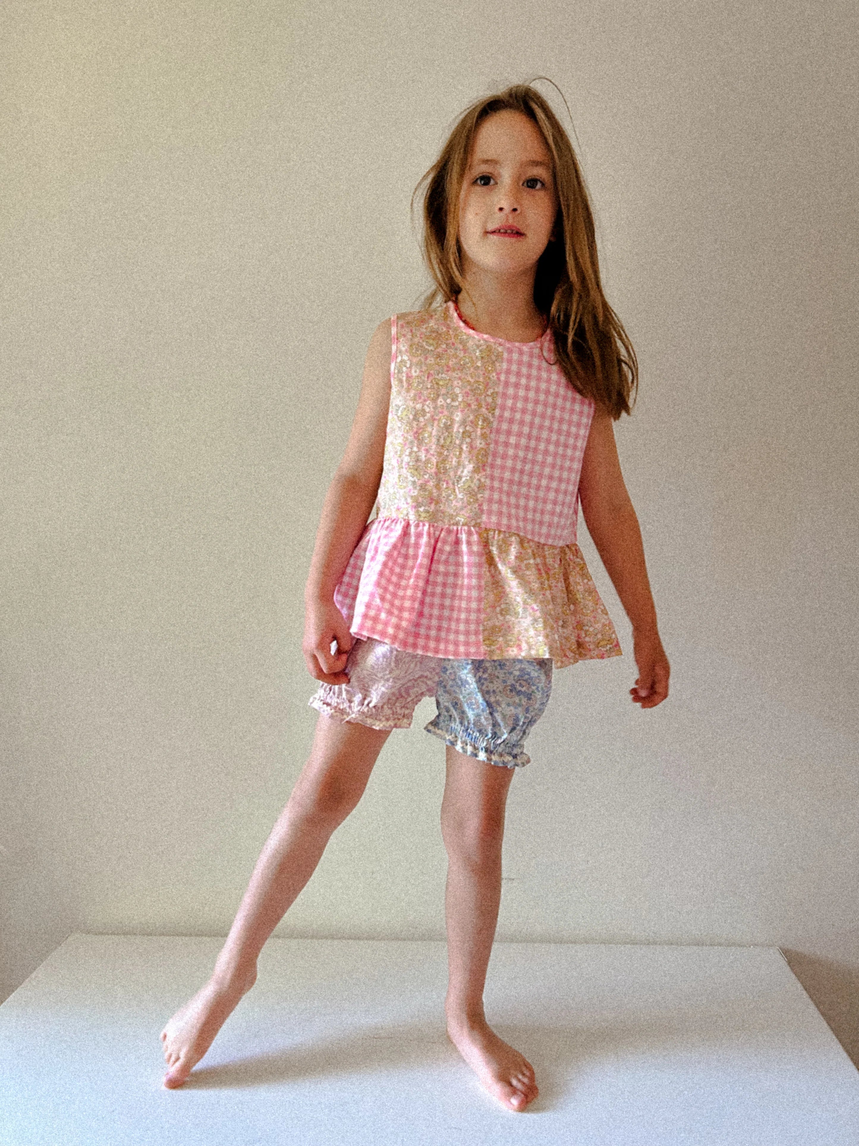 Hopscotch Tank in Pink Check & Sherbet