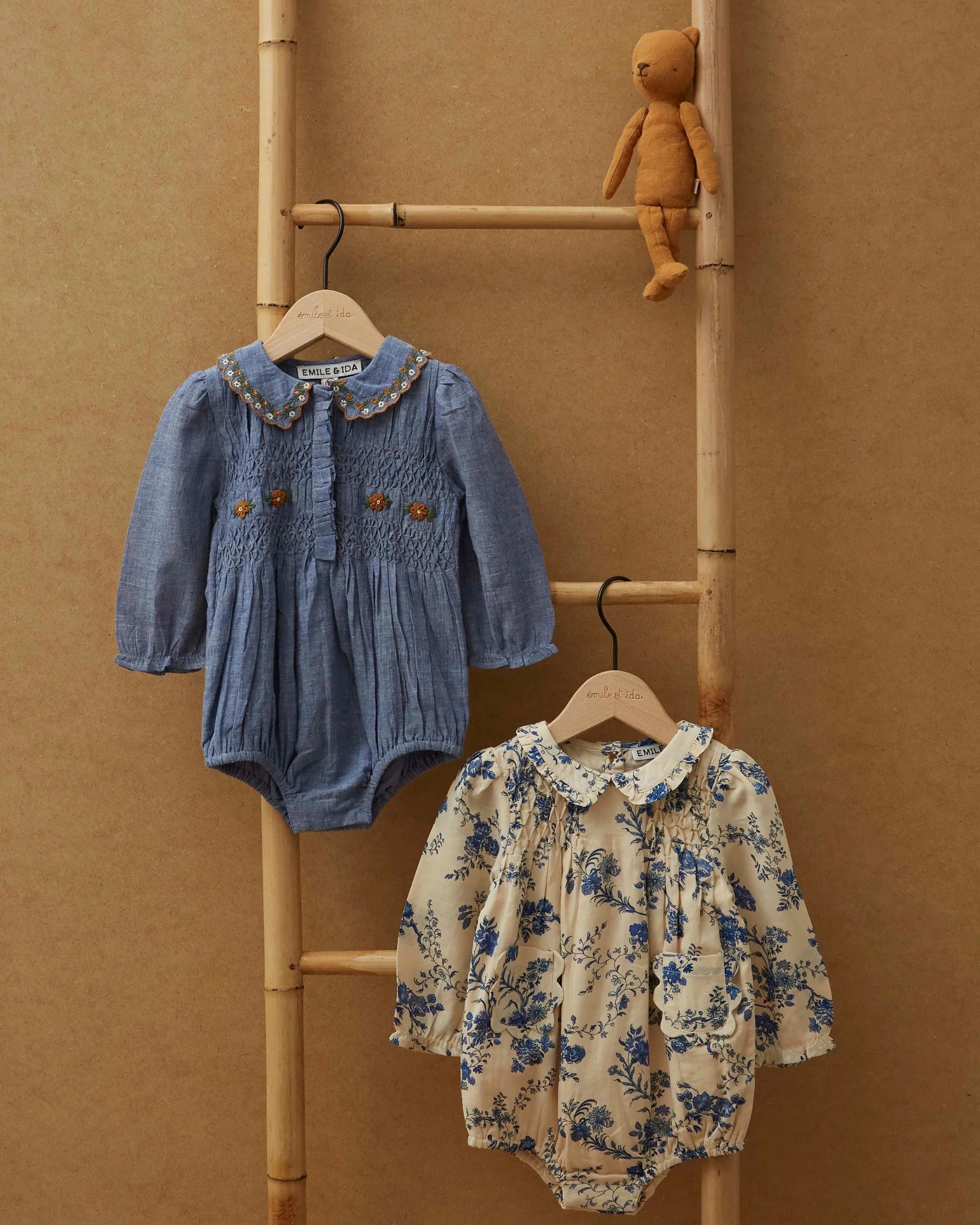 Smocked orchid blue romper