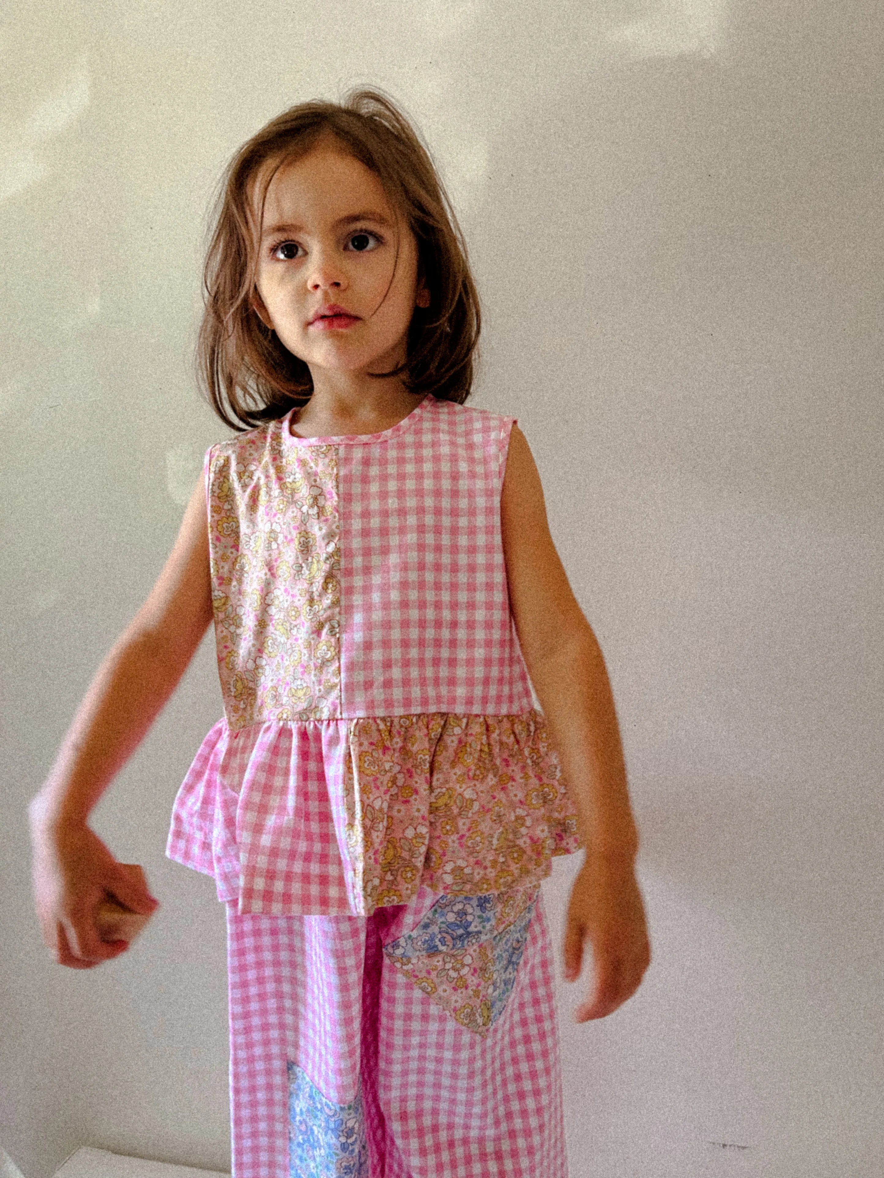 Hopscotch Tank in Pink Check & Sherbet