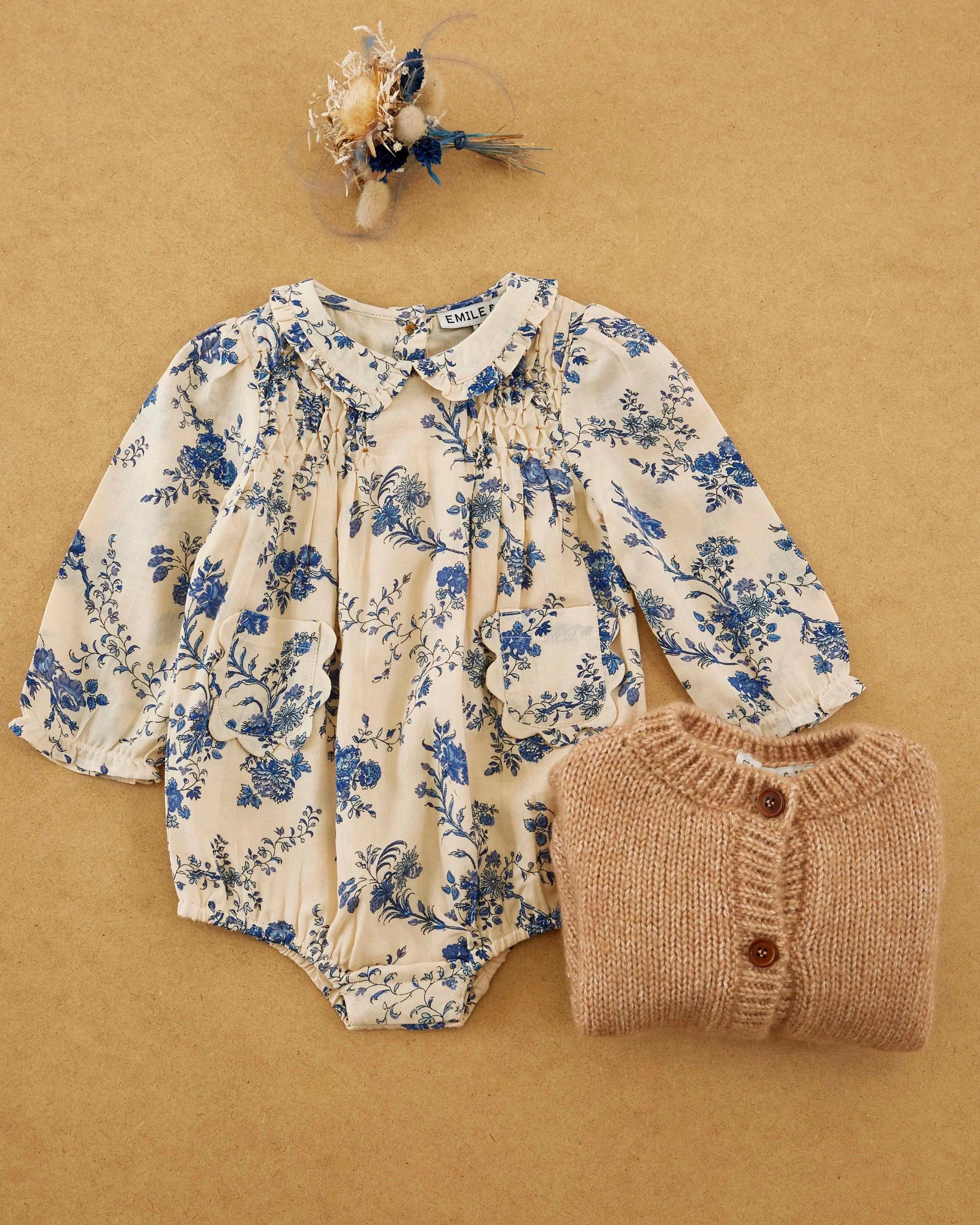 Smocked orchid blue romper