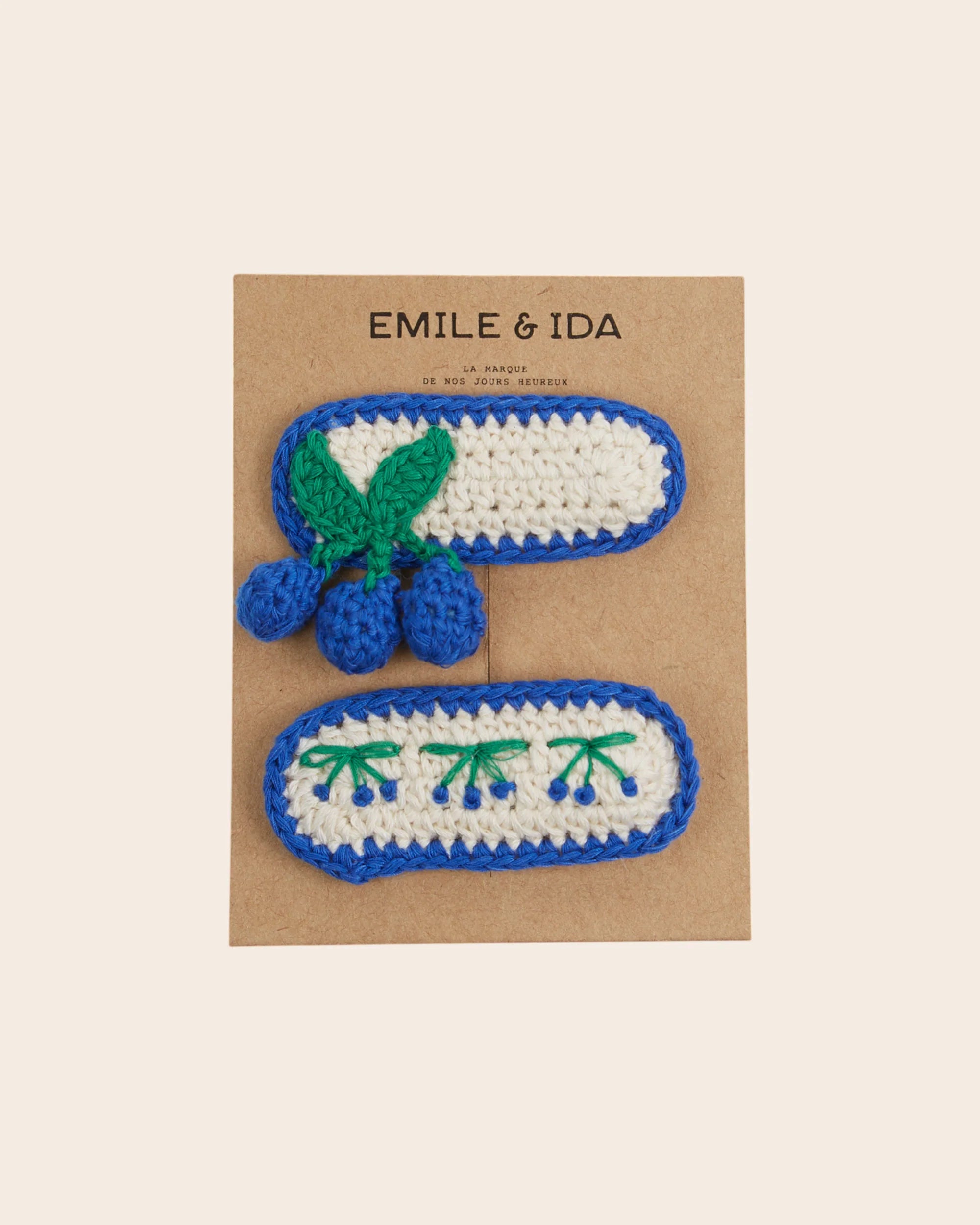 Two Crocheted Cherry Barettes