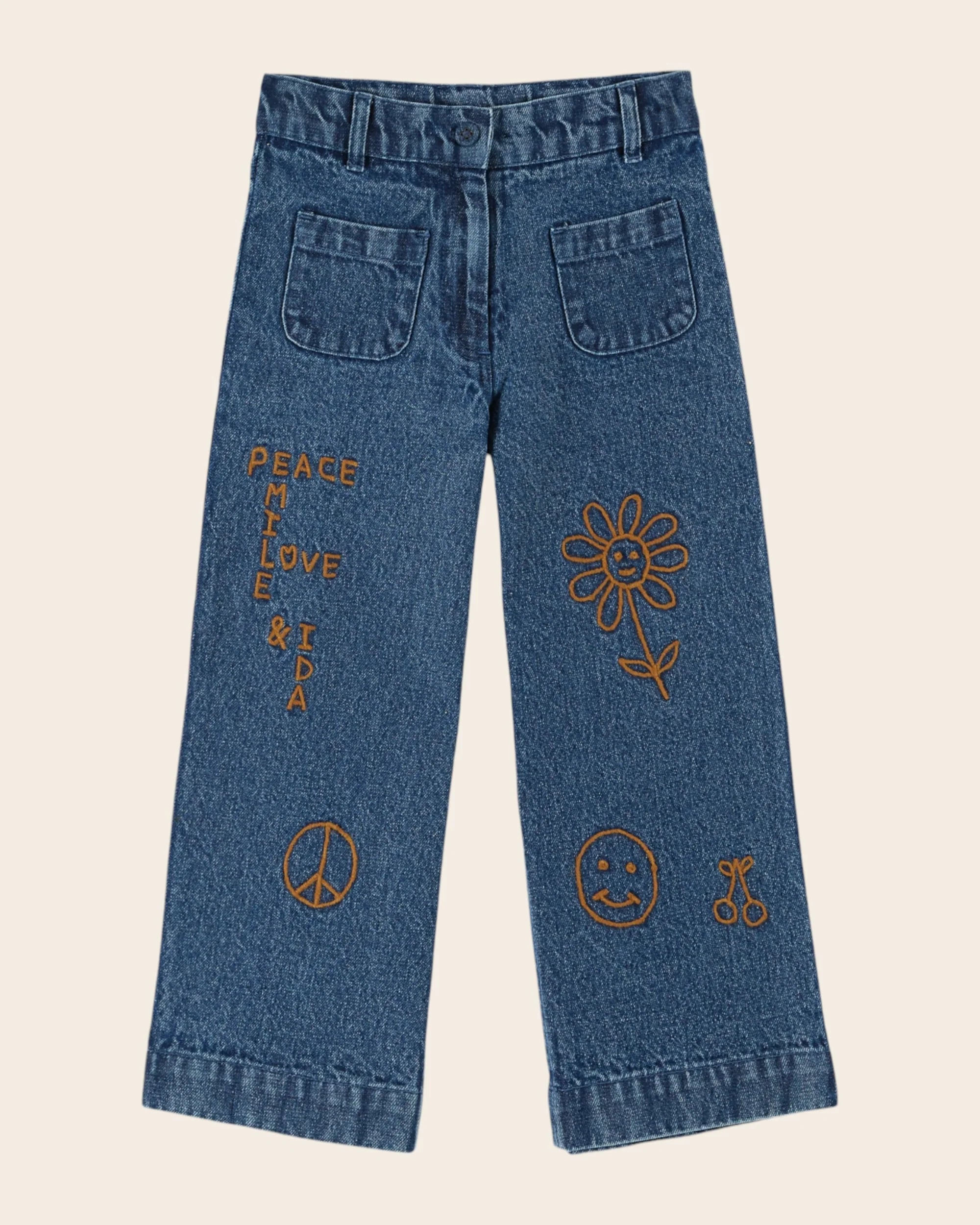 Embroidered hippy denim pants