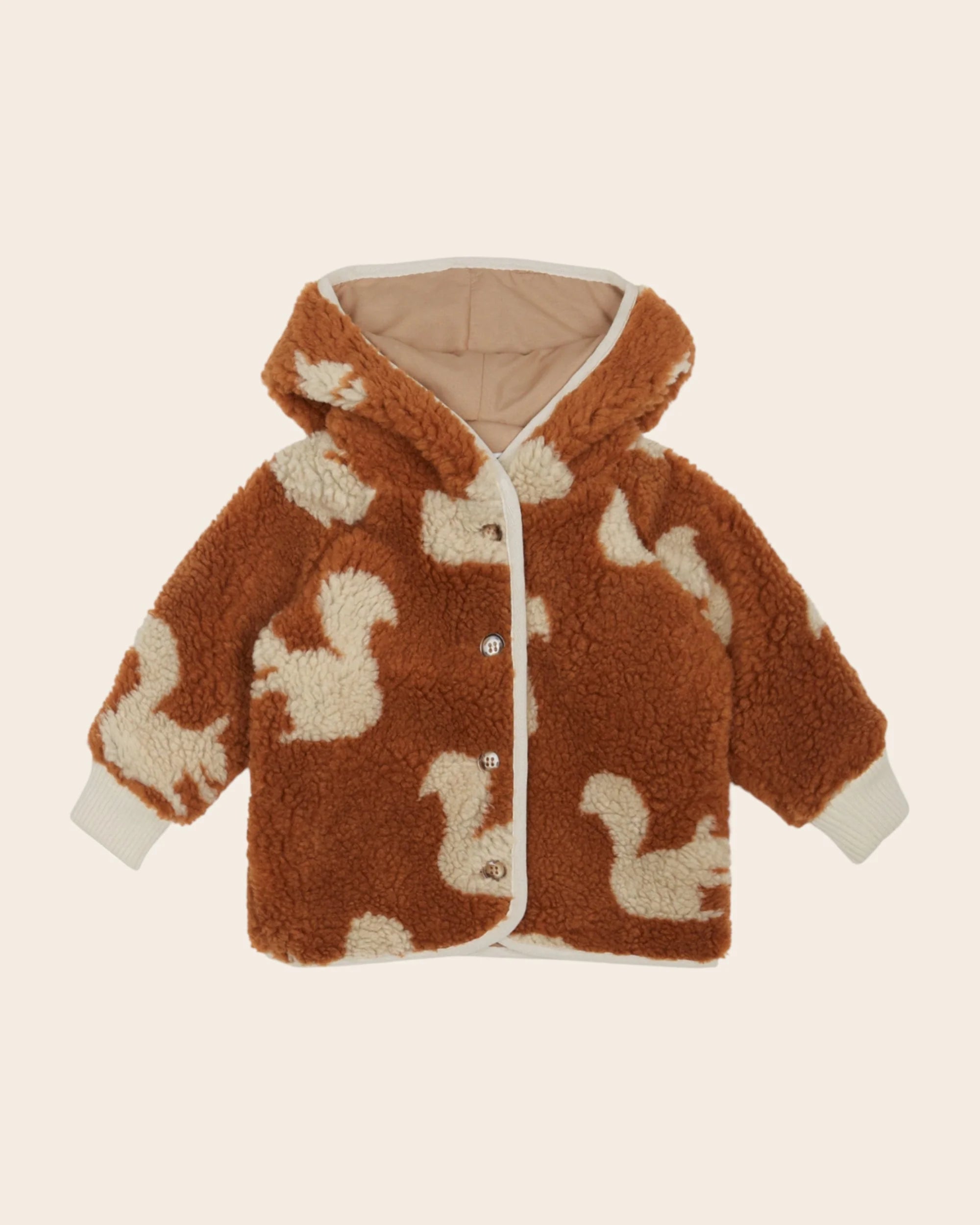 Brown squirrel sherpa hooded jacket