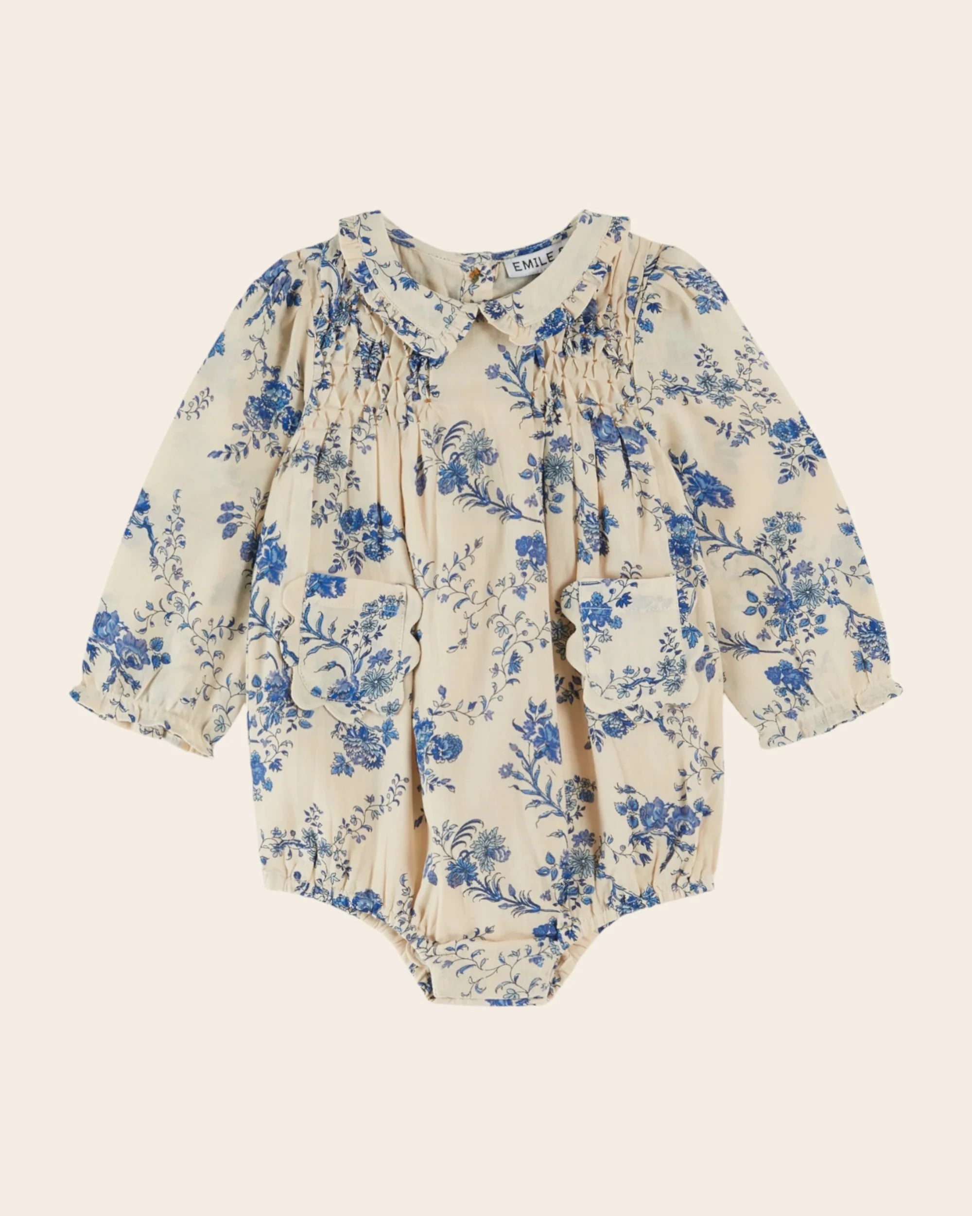 Smocked orchid blue romper