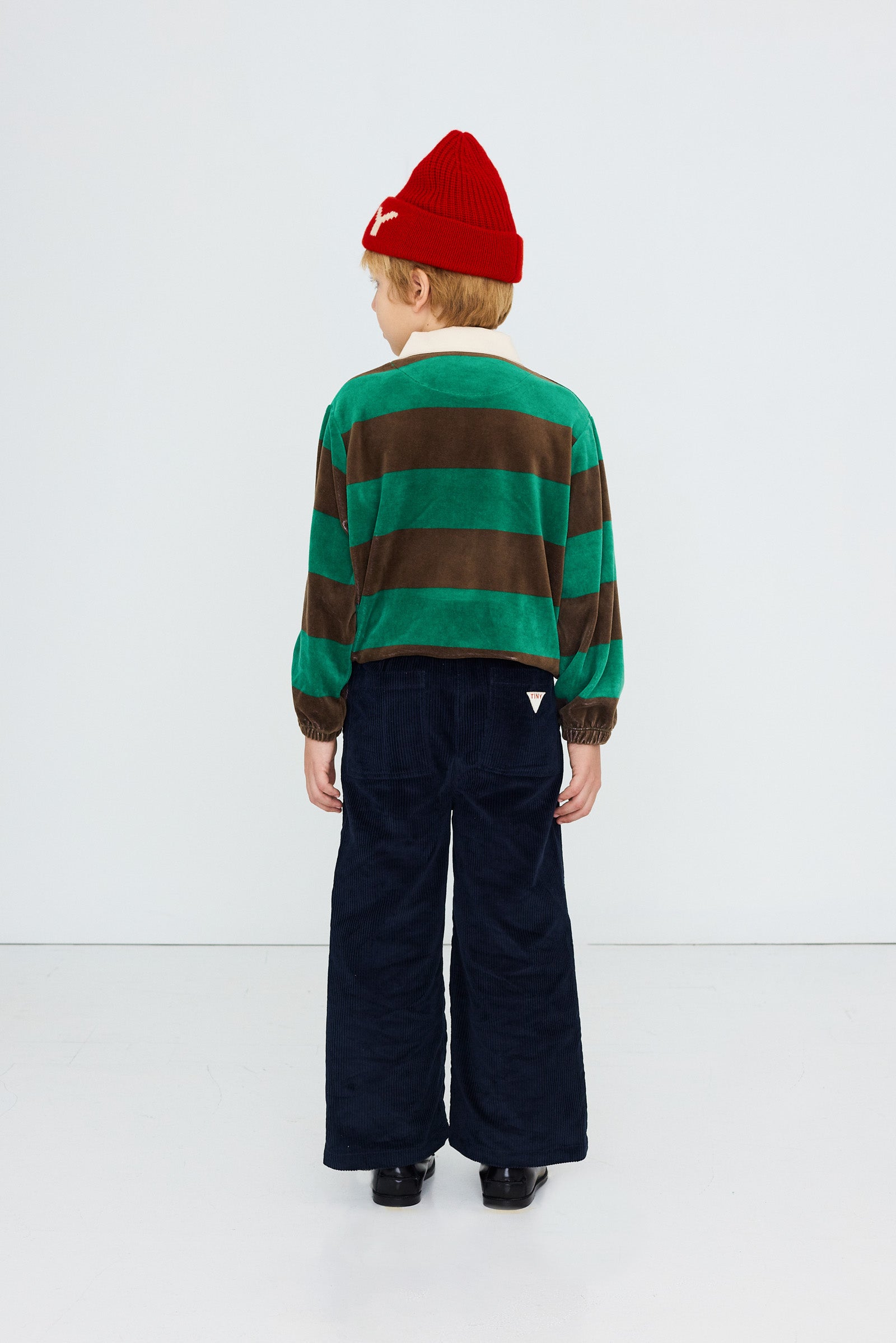 GREEN STRIPES POLO SWEATSHIRT