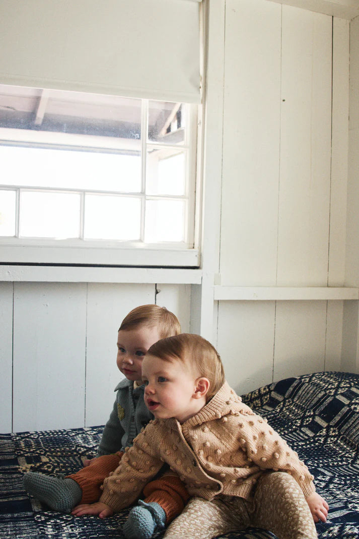 Baby Hooded Popcorn Cardigan, Patina