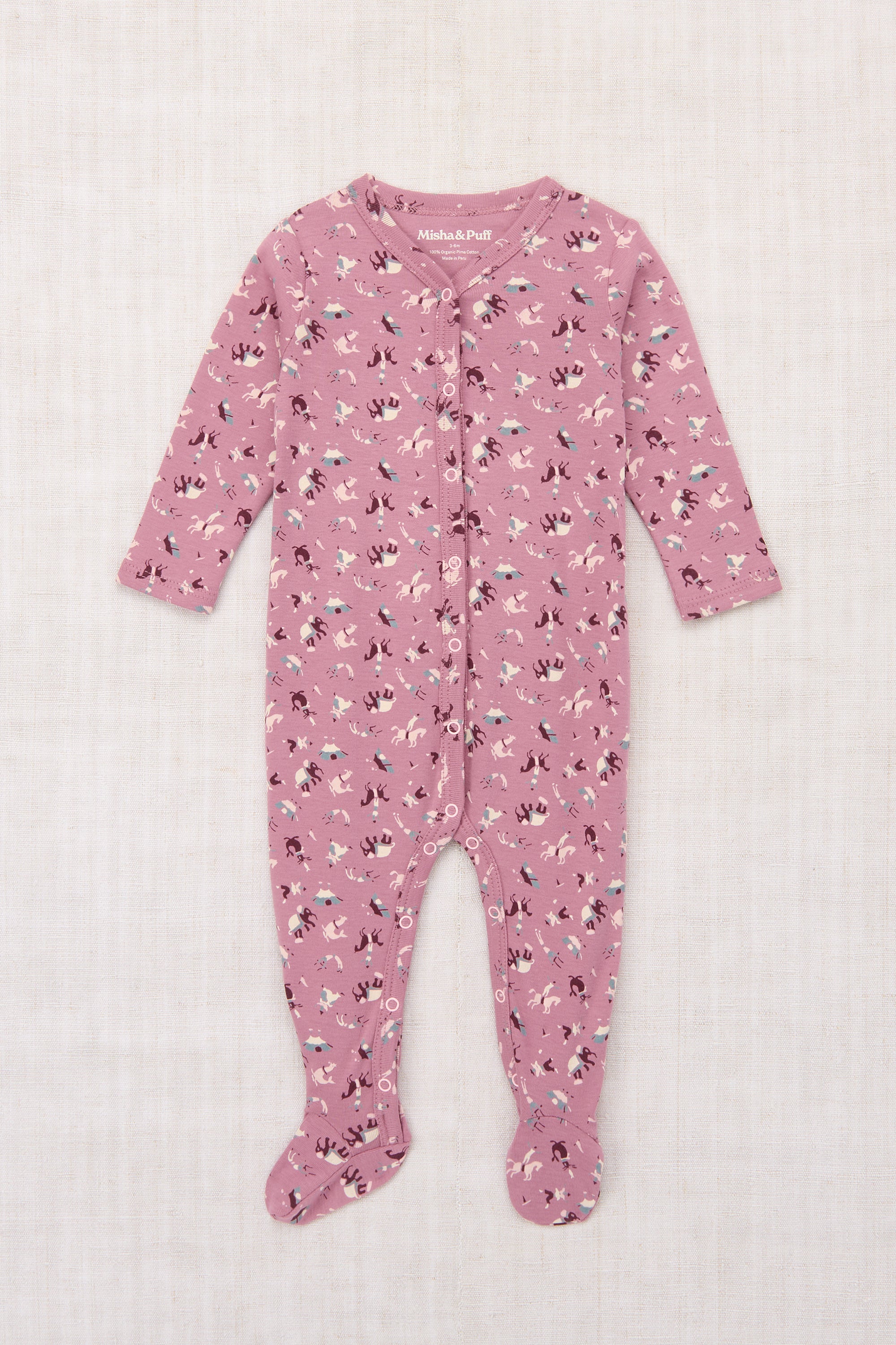 Baby Footed One-Piece - Antique Rose Circus