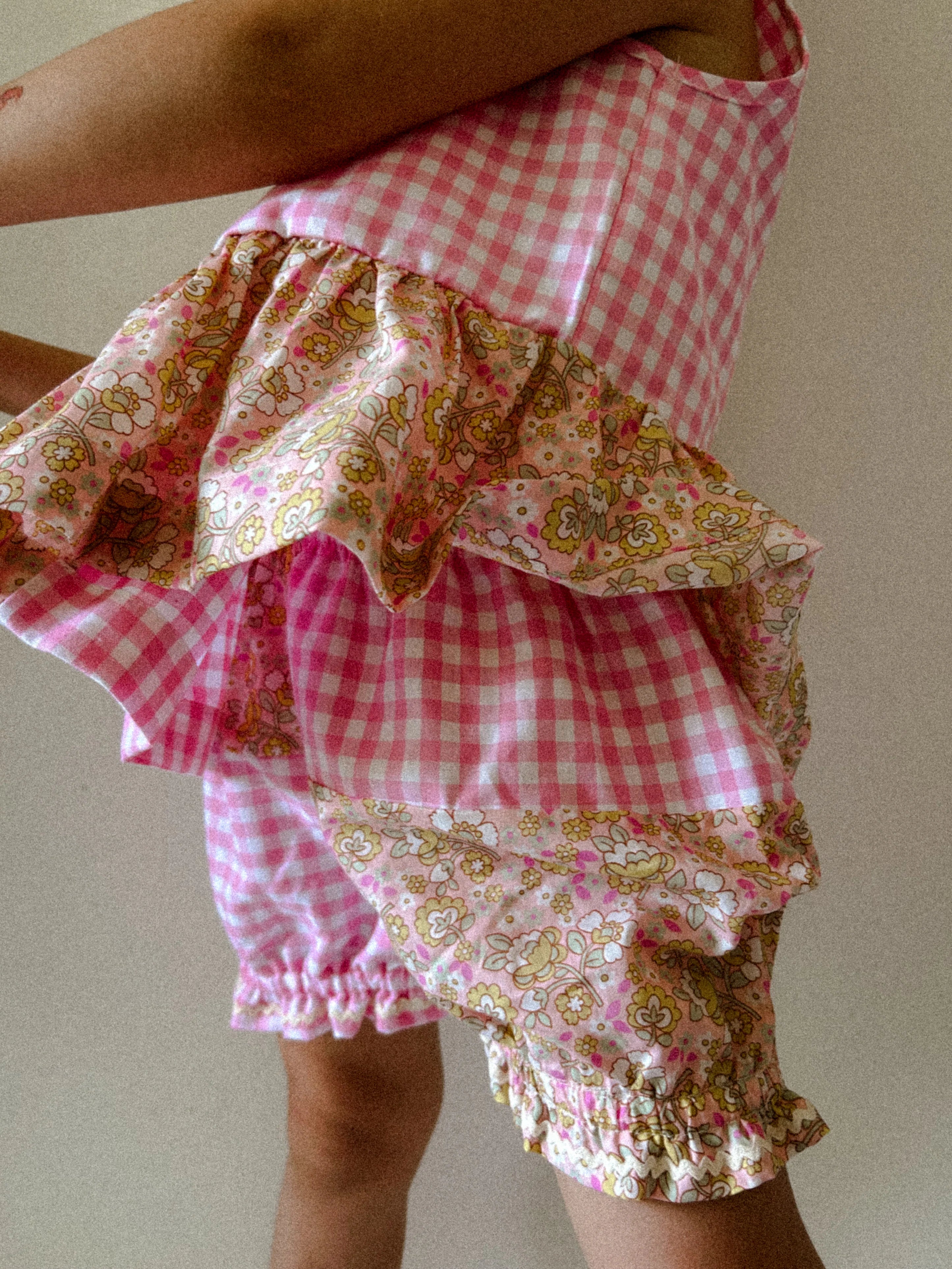 Ballet Shortie in Pink Check + Sherbert