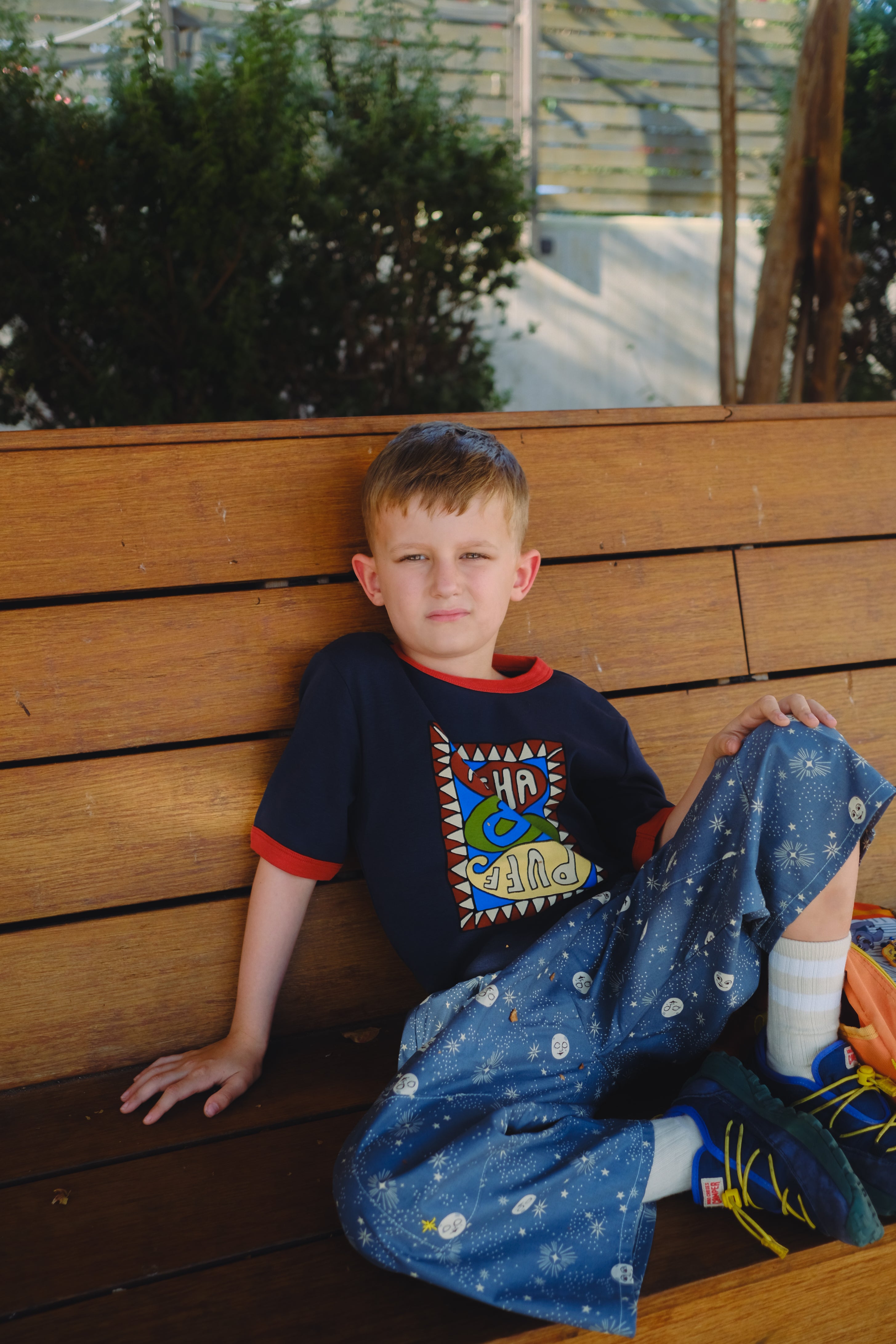 Organic Cotton Kids Loose Fit Pants: Good Spirit Blue