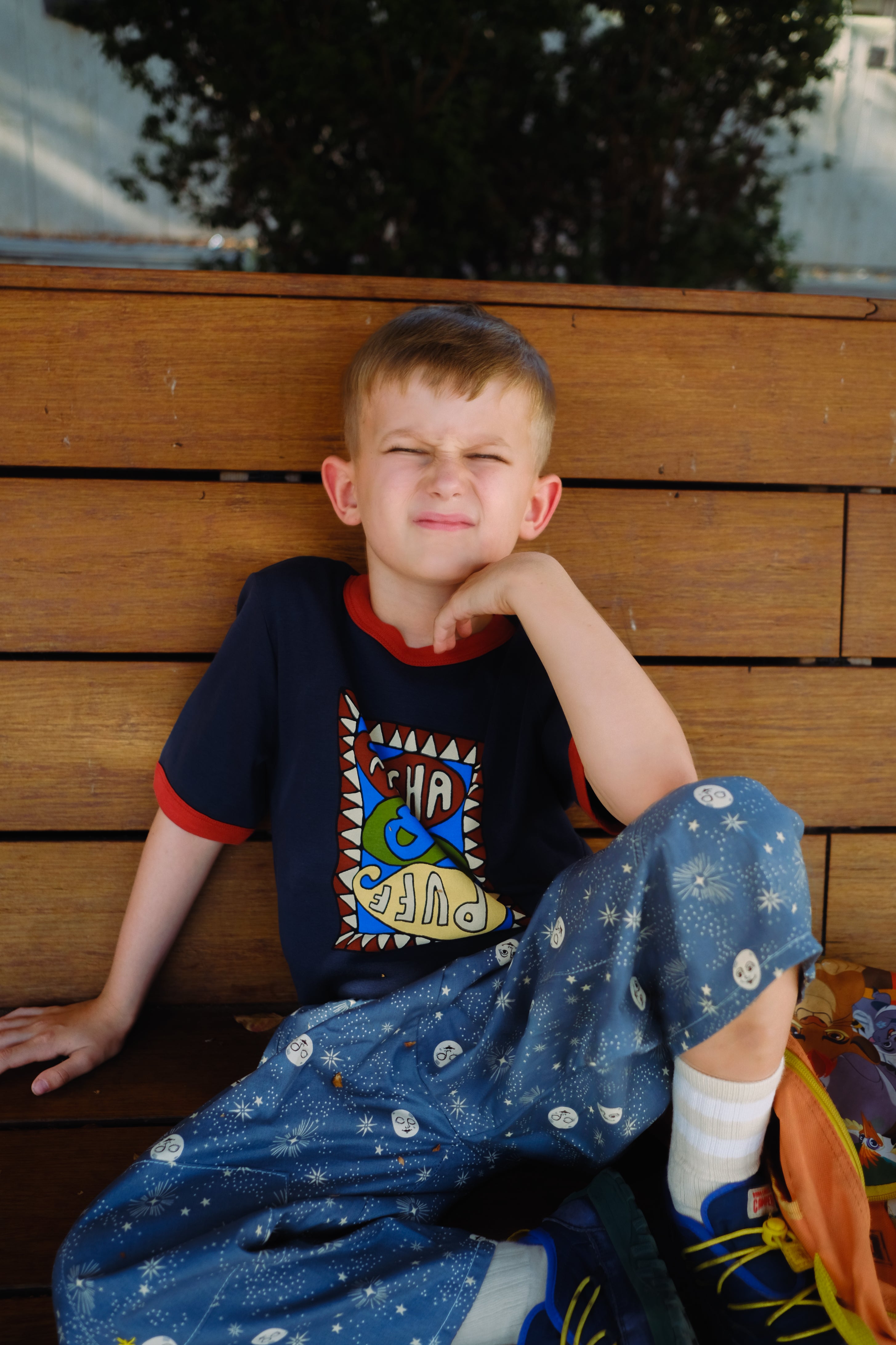 Organic Cotton Kids Loose Fit Pants: Good Spirit Blue