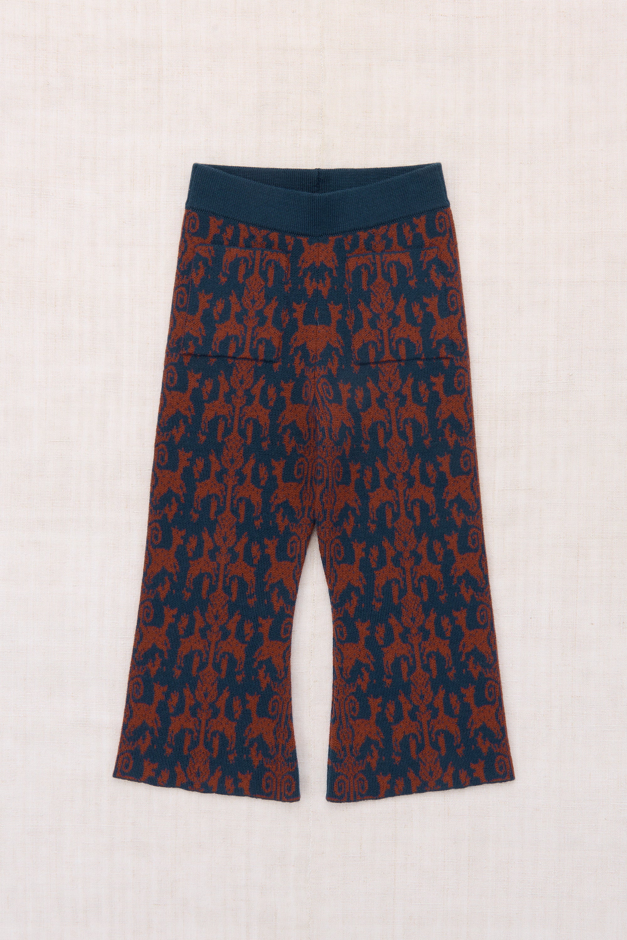 Izzy Pant - Marine Blue Fauna Tapestry Jacquard