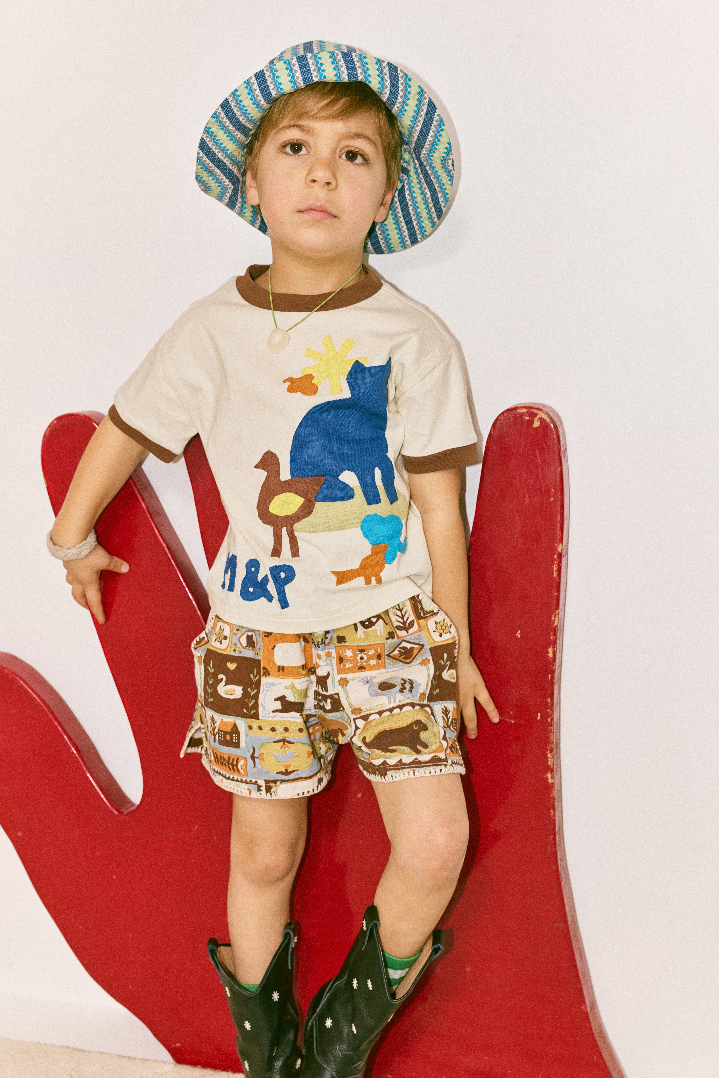 Bucket Hat, Blue Ribbon Stripe