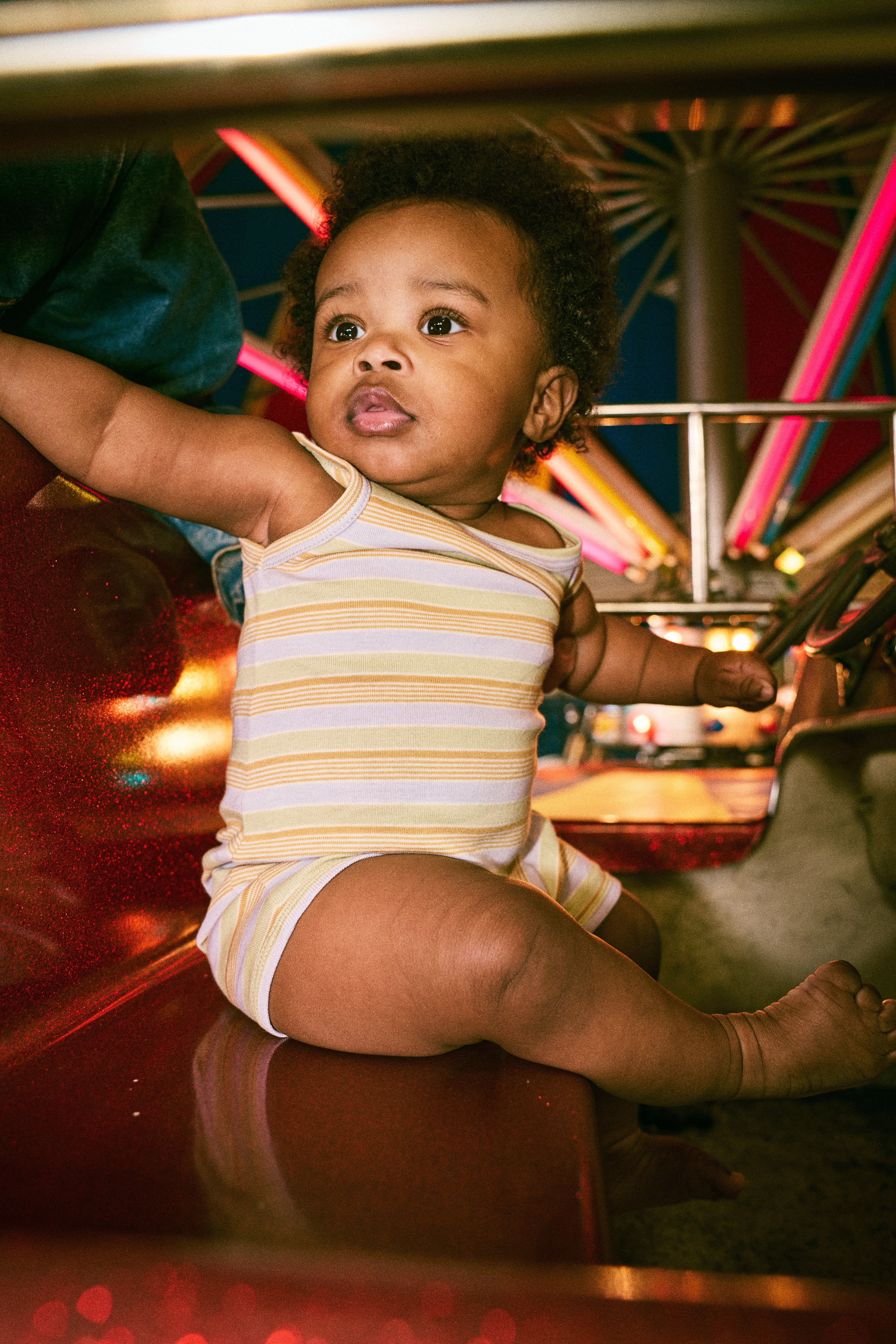 Baby Tank Romper, Mist Avenue Stripe