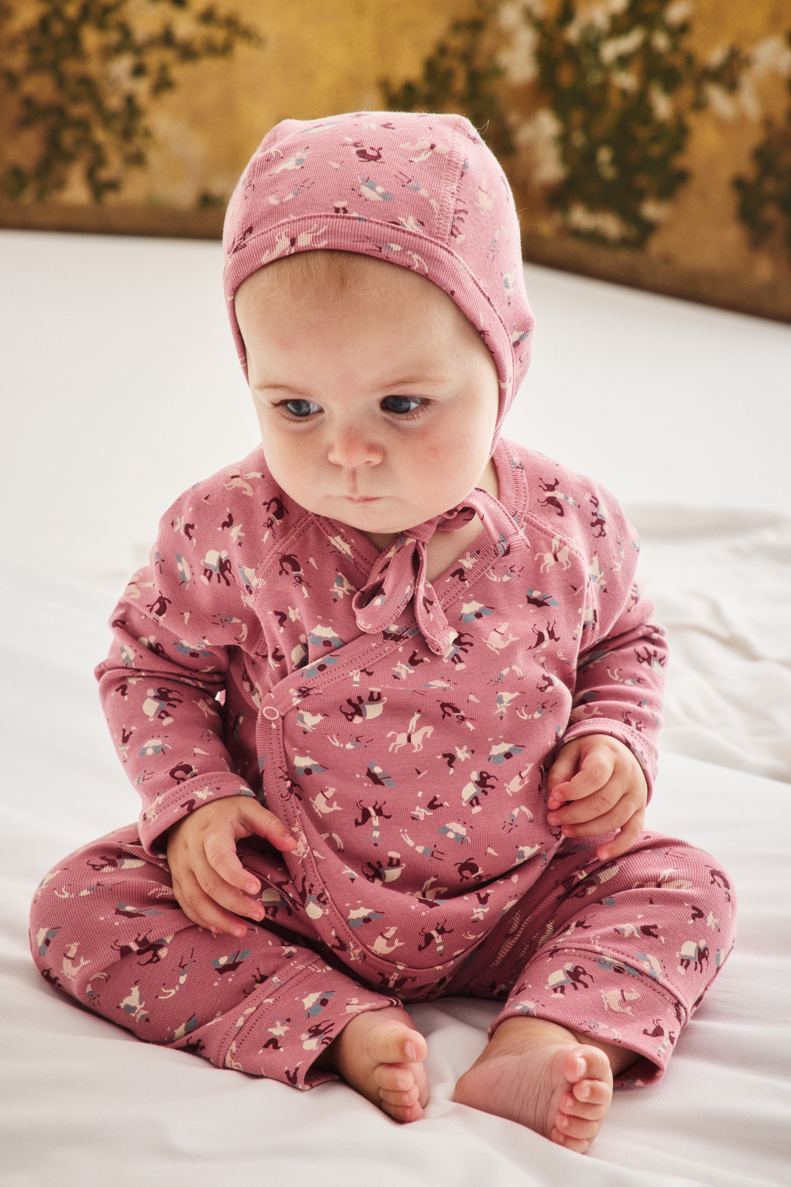 Baby Bonnet - Antique Rose Circus