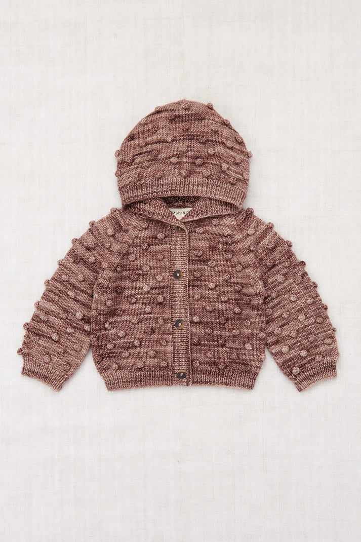 Baby Hooded Popcorn Cardigan, Affogato