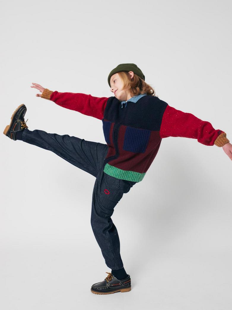 Color Block Cardigan, Red