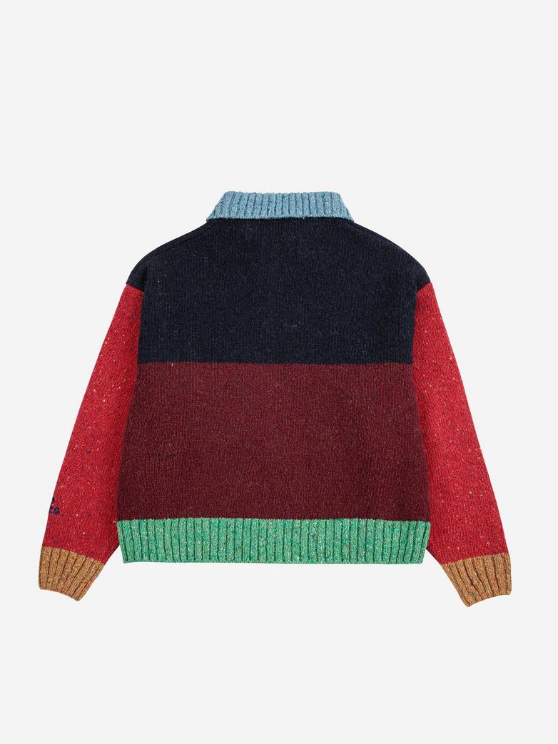 Color Block Cardigan, Red