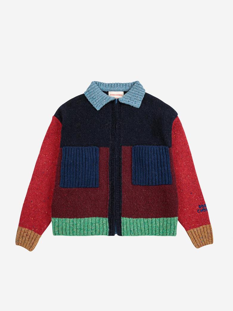 Color Block Cardigan, Red