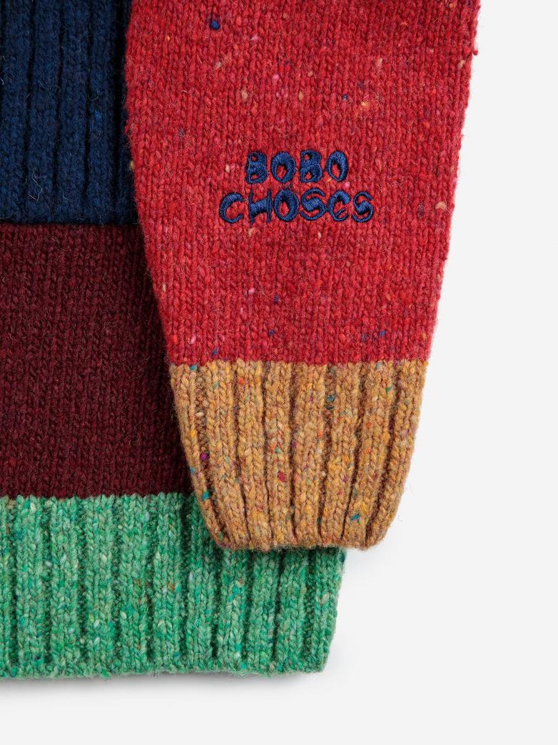 Color Block Cardigan, Red