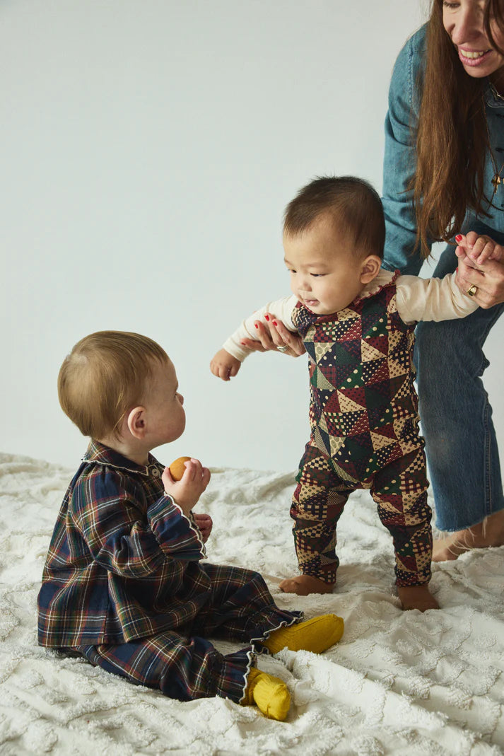 Baby Snap Overall, Madder Root Patchwork