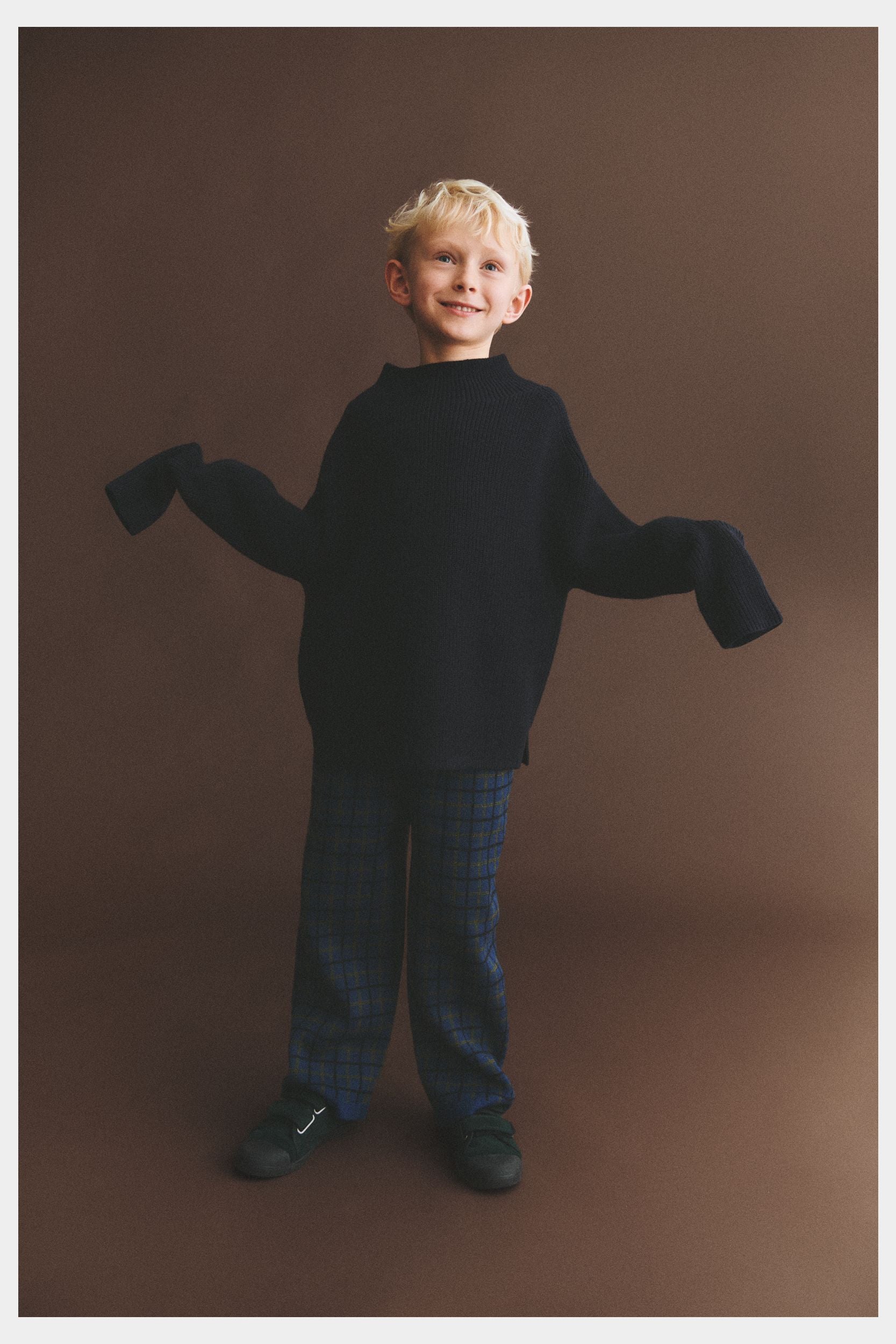 Felted Pants- Deep Indigo Check