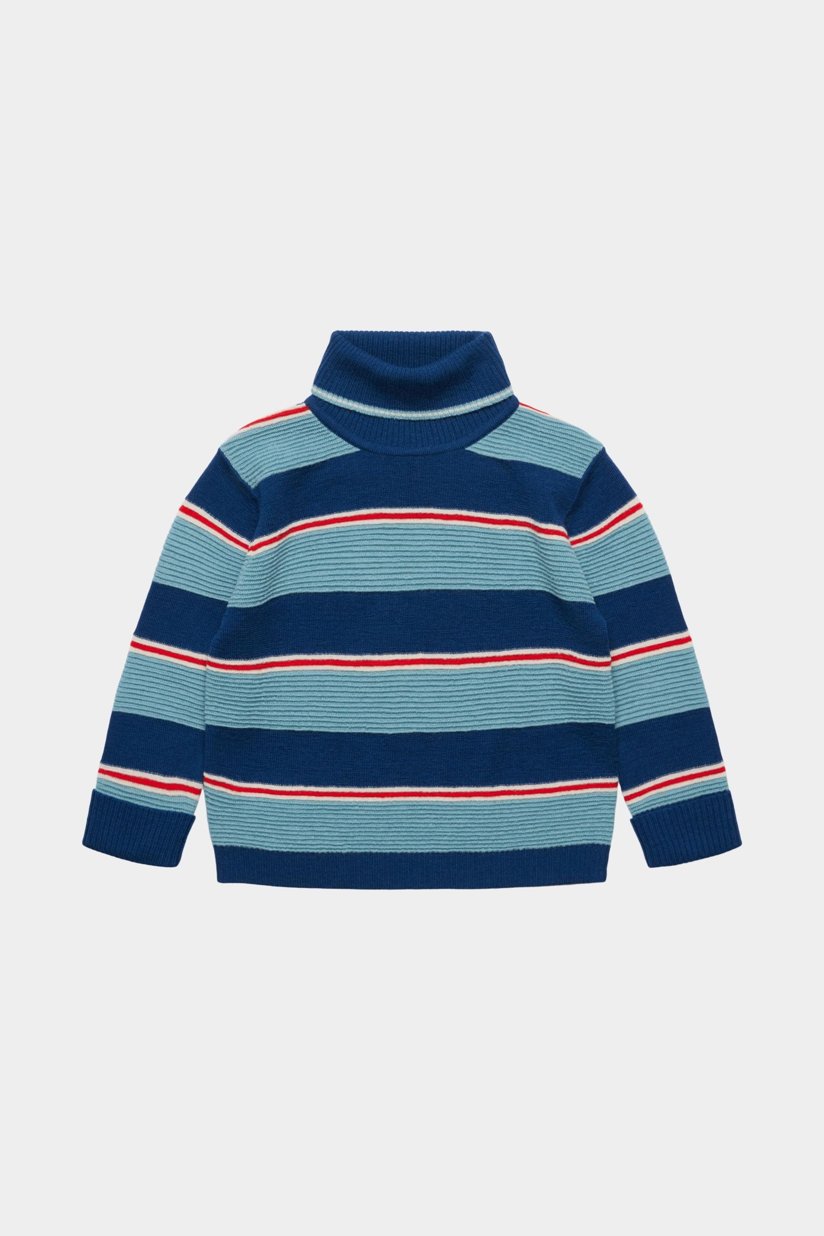 Rollneck Sweater- Deep Indigo/ Light Teal