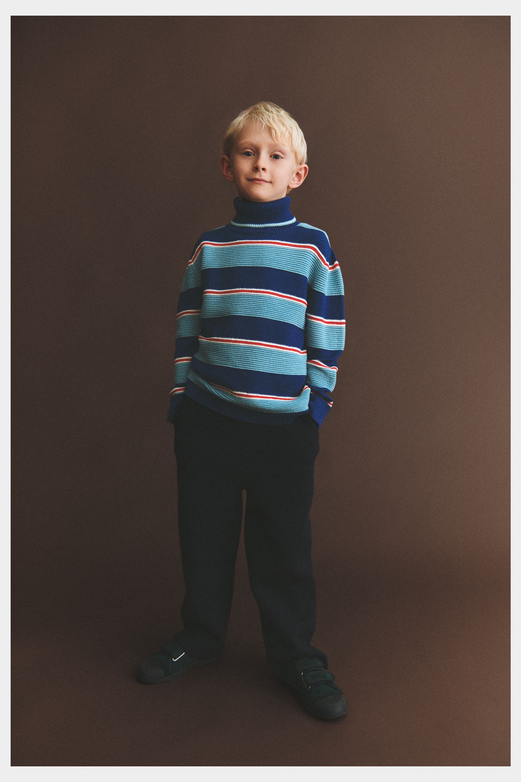 Rollneck Sweater- Deep Indigo/ Light Teal