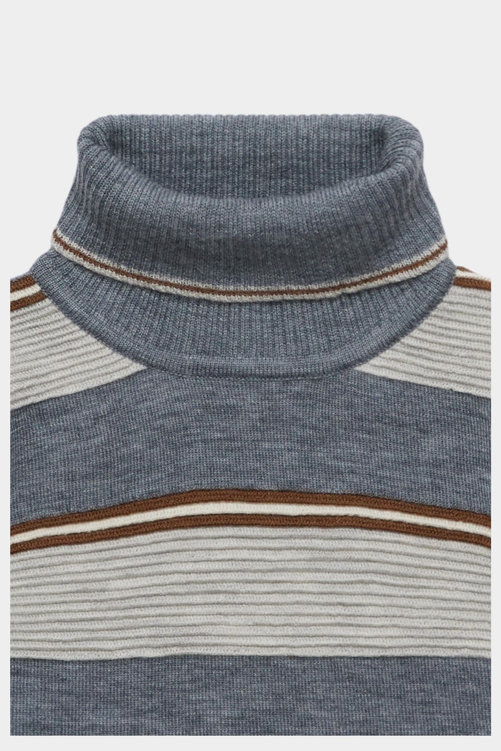 Rollneck Sweater- Steel/ Light Grey Melange