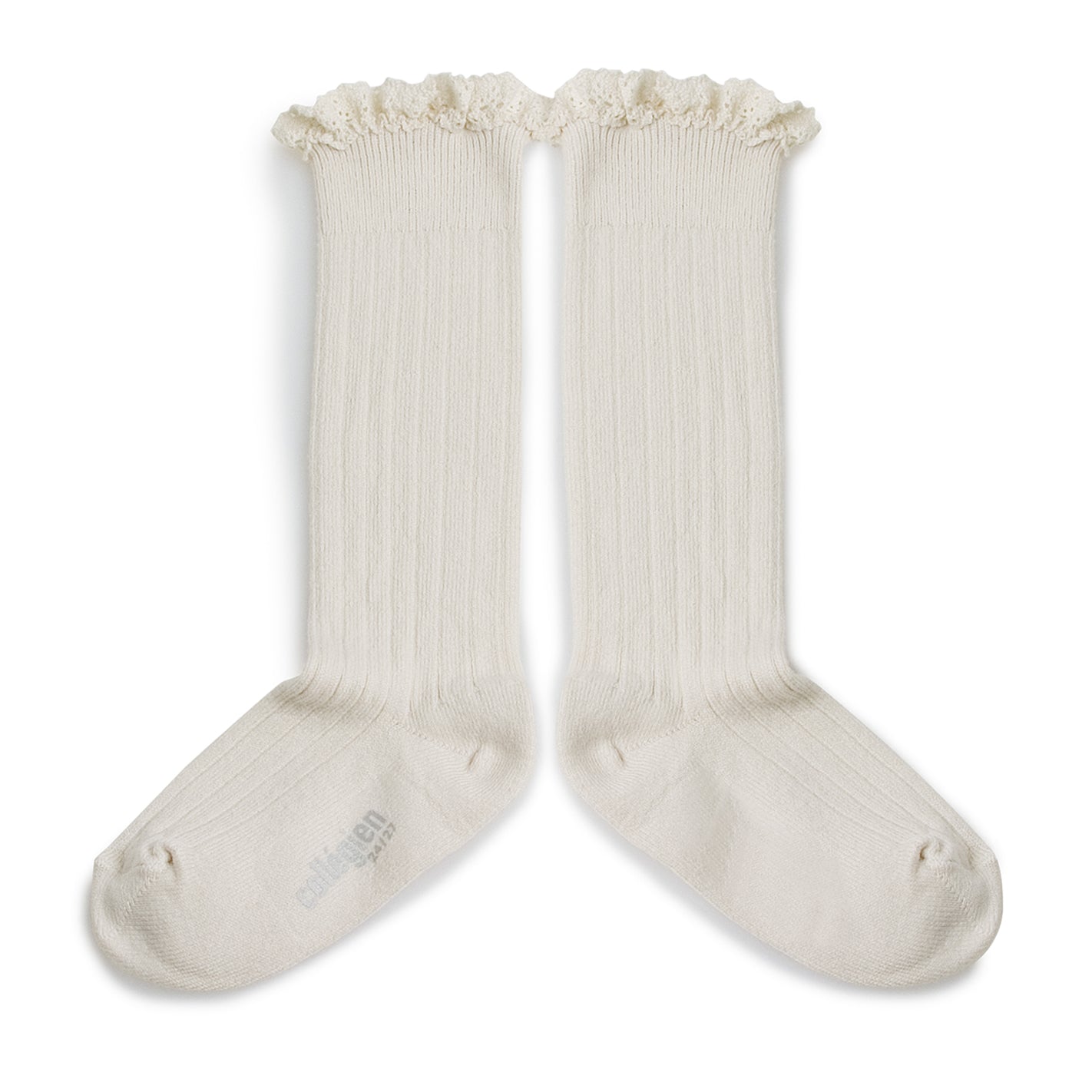 Joséphine - Lace-Trim Ribbed Knee-High Socks