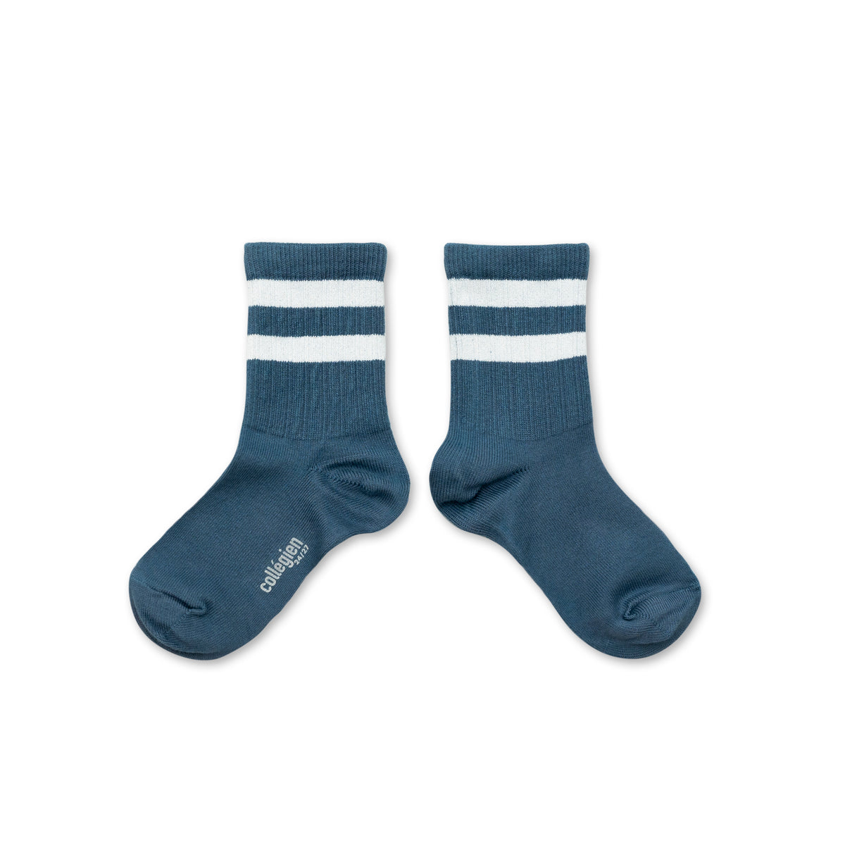 Nico - Ribbed Varsity Crew Socks - Ash Blue