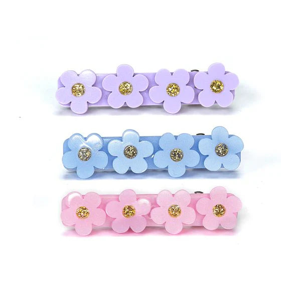 Flowers: Blue, Purple, Pink Hair Clips