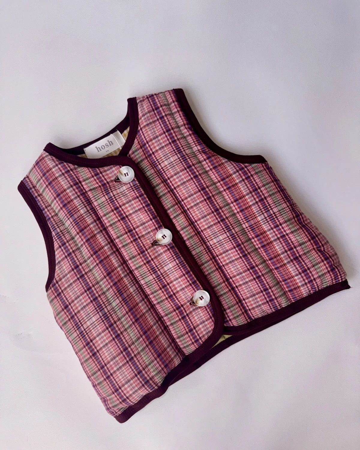 Hoshi Vest - Burgundy Green Checkers-6