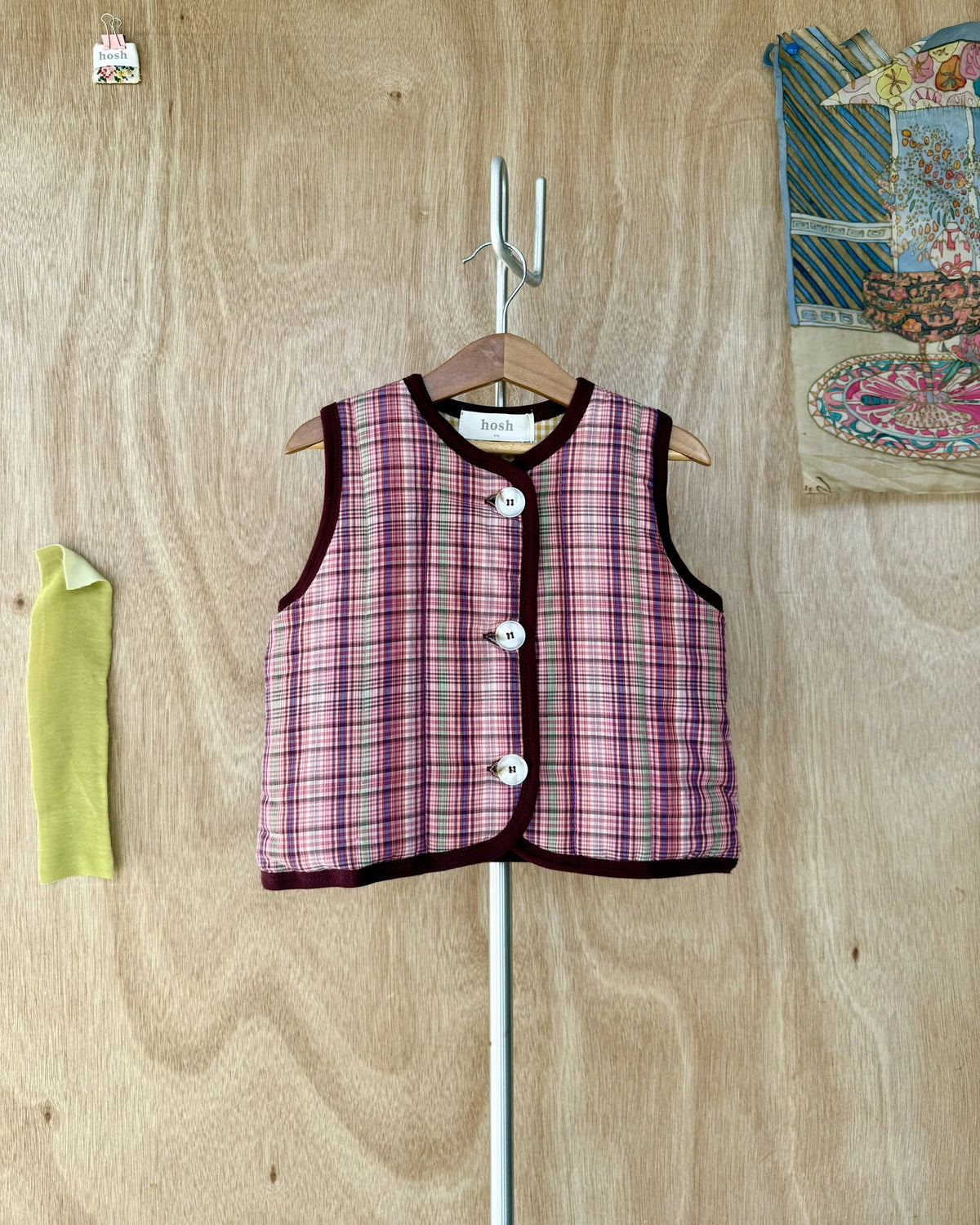 Hoshi Vest - Burgundy Green Checkers-4