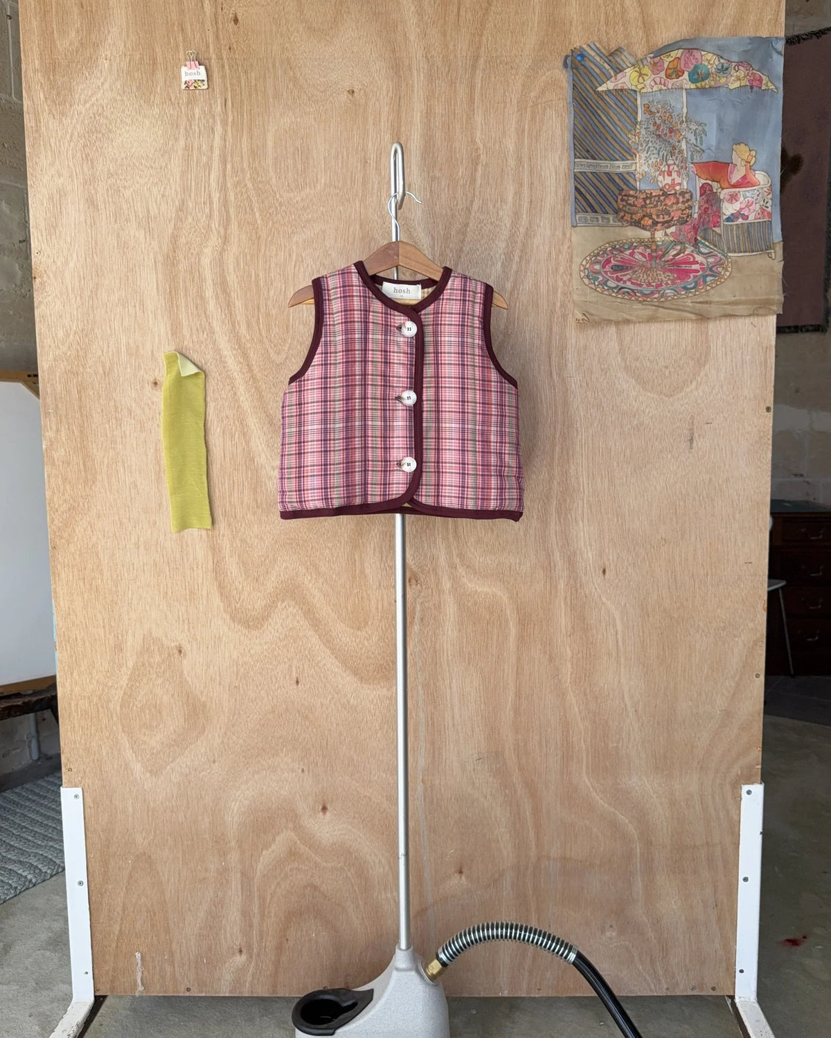 Hoshi Vest - Burgundy Green Checkers-5