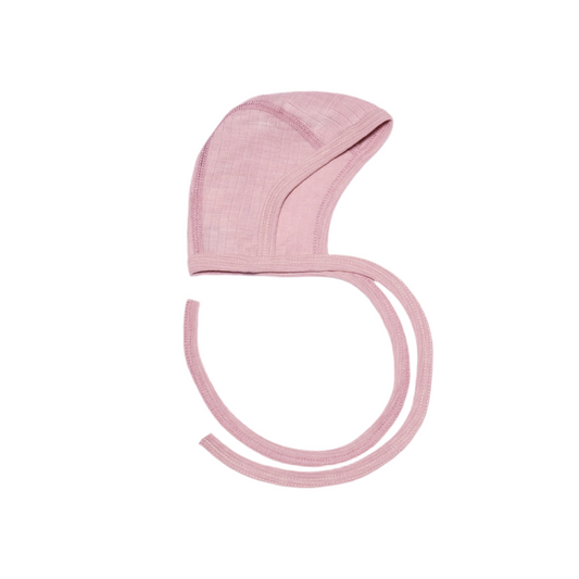 Baby Wool/ Silk/ Cotton Bonnet- Light Pink