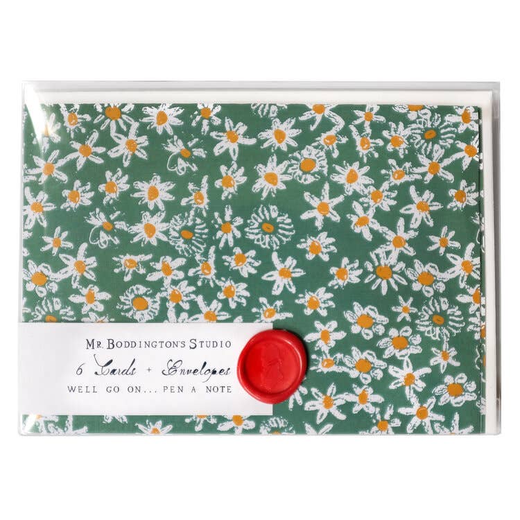 Green Daisy Fields Notecards Notecards- Set of 6