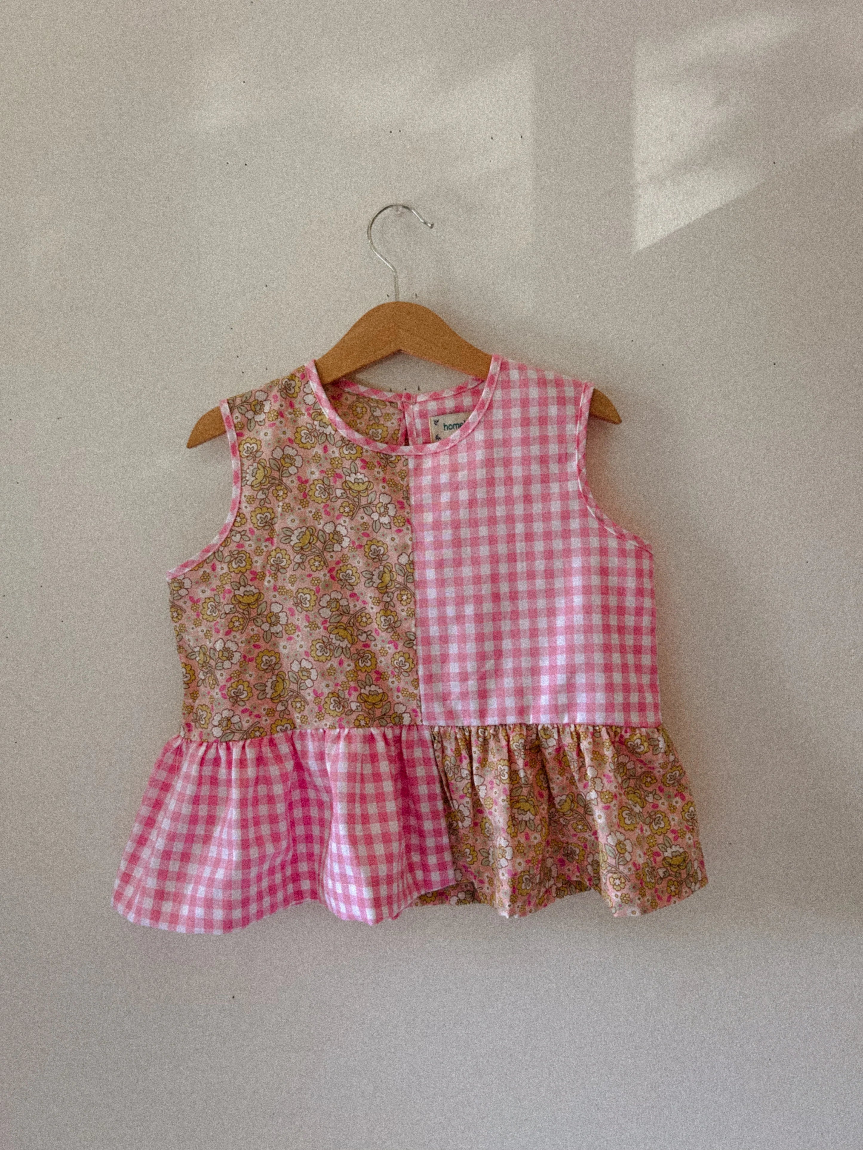 Hopscotch Tank in Pink Check & Sherbet