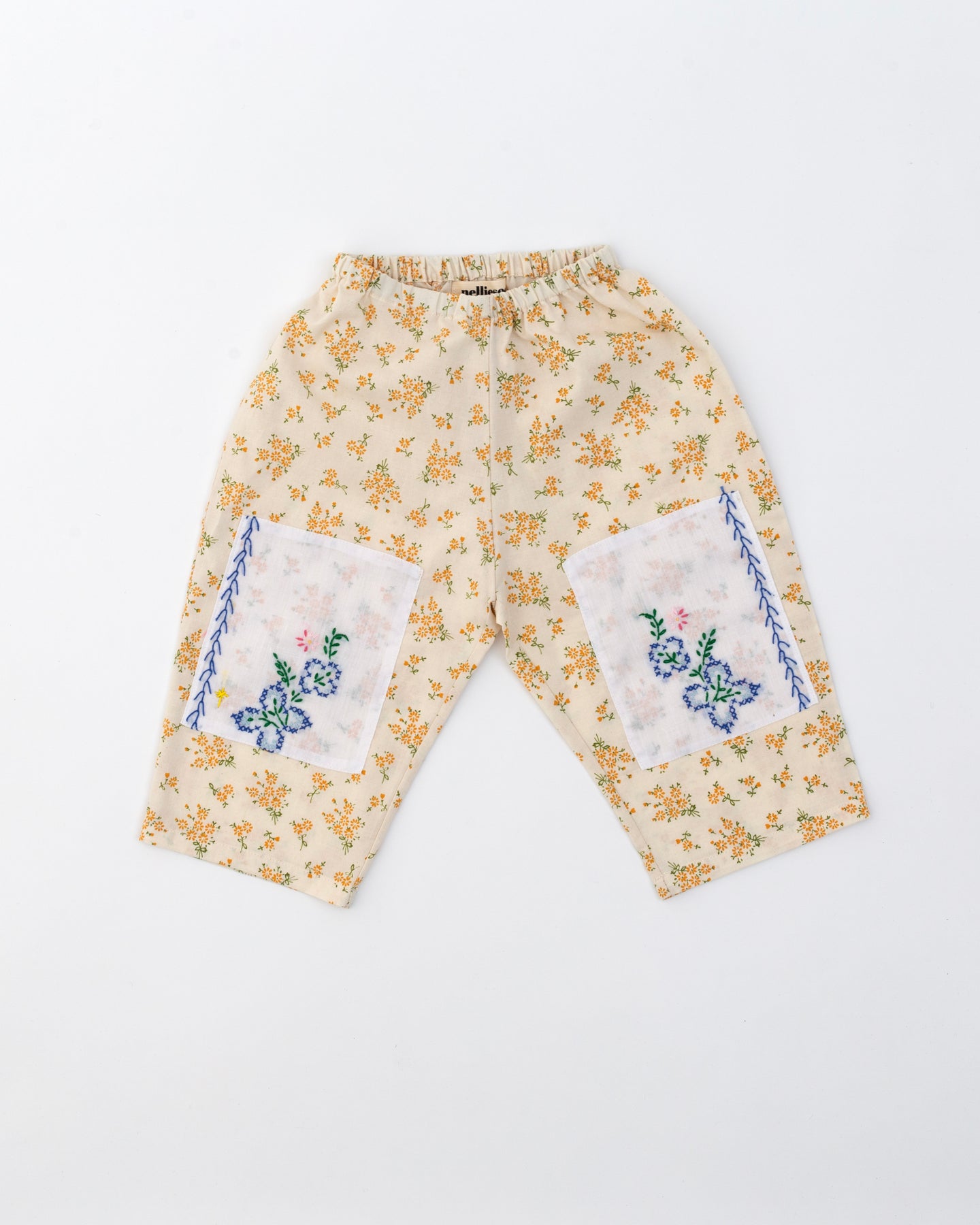 Loose Fit Pants- Embroidered Vintage Knee Patch