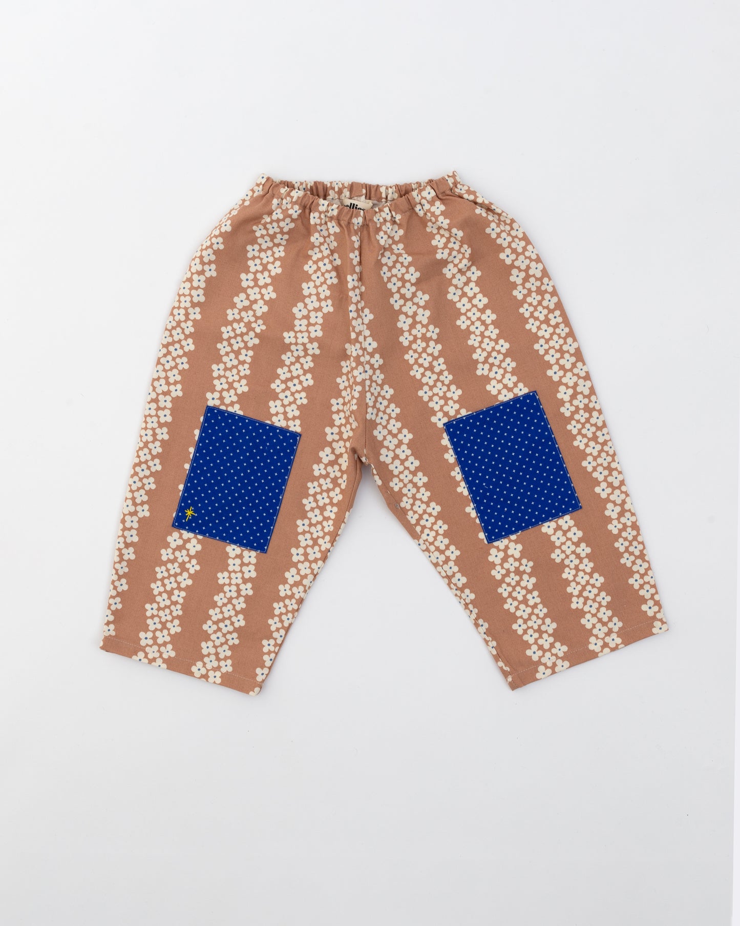 Loose Fit Pants- Blue and White Patch