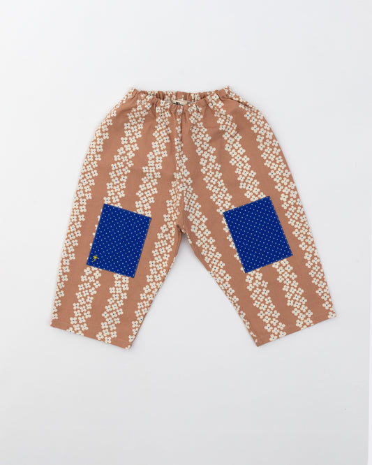 Loose Fit Pants- Blue and White Patch