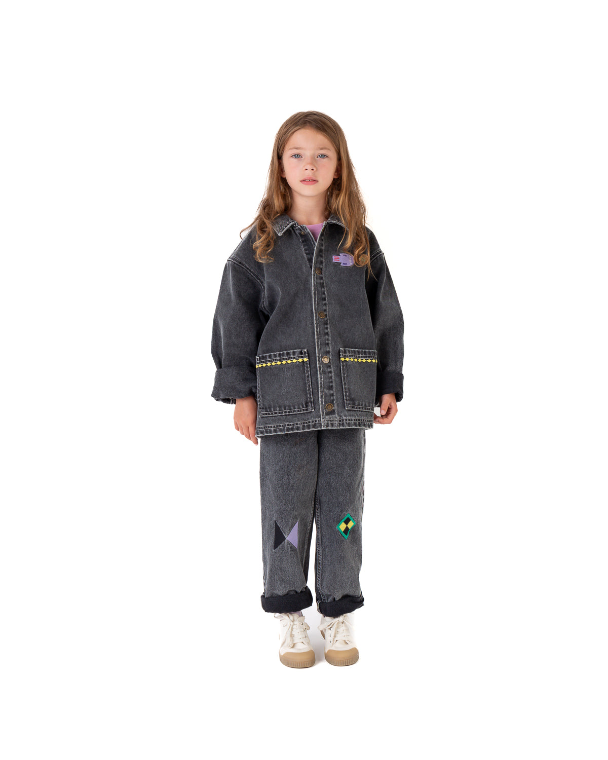Kids Grey Denim Jacket x Julie Daleyden - ALEGRIA COLLECTION
