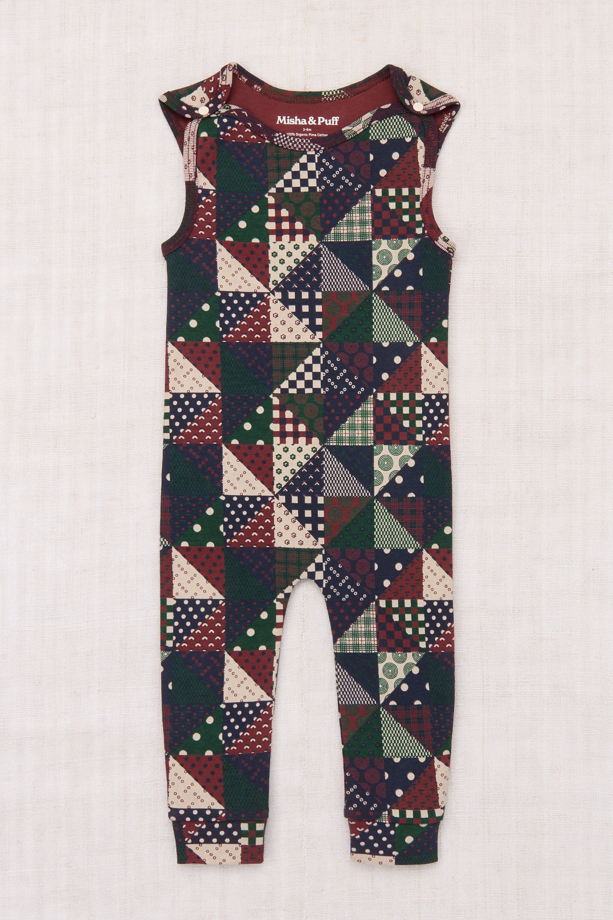 Baby Snap Overall, Madder Root Patchwork