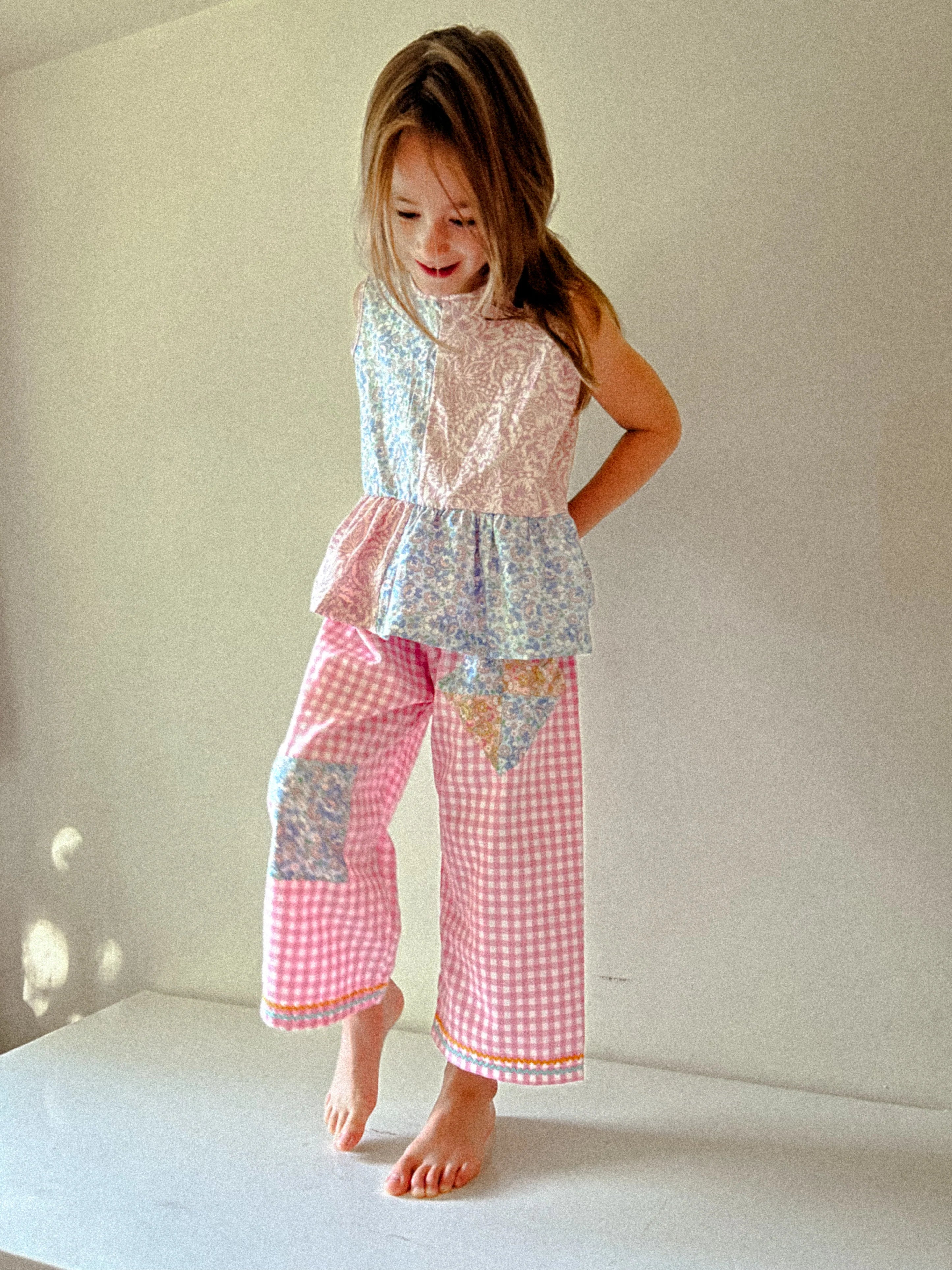 Hopscotch Tank in Azul & Lavender Rose