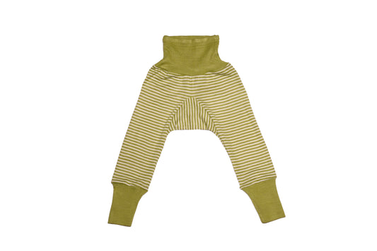 Baby Wool and Silk Trousers-Green Stripe