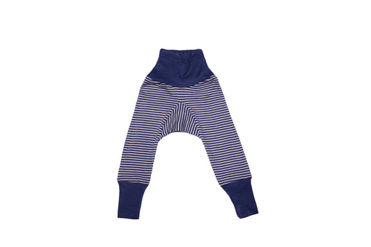 Baby Wool and Silk Trousers- Blue Stripe