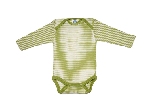 Wool and Silk Baby Body- Green Stripe