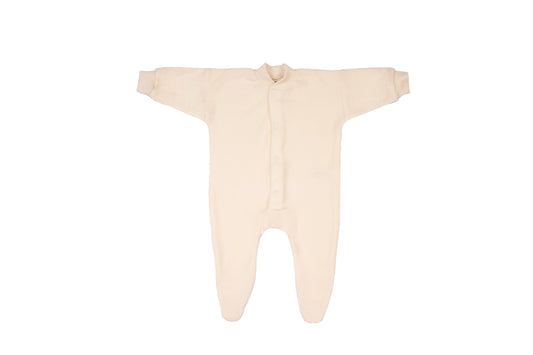 Organic Wool Terry Footed Pajamas- Natural