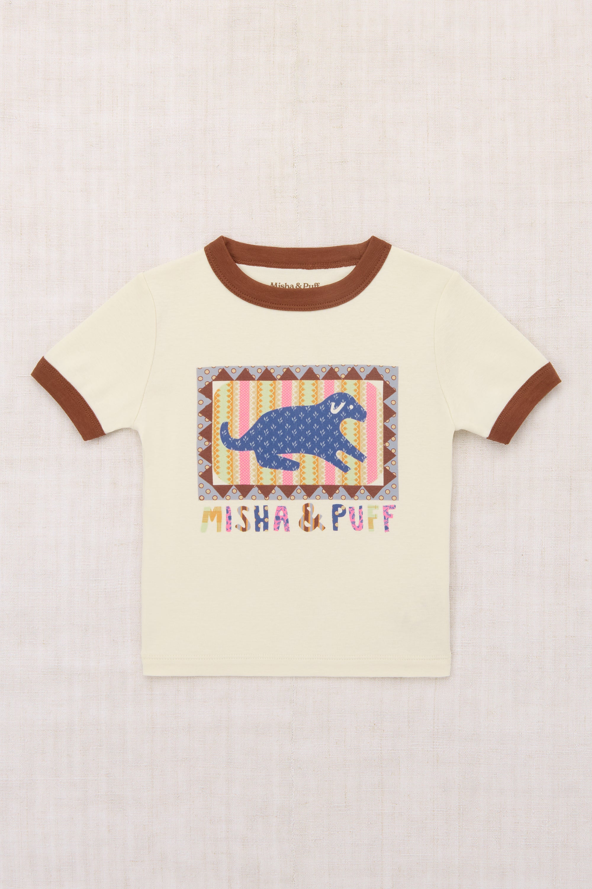 【美品】misha&puff 5y Sailboat Ringer Tee Misha&Puff(ミーシャアンドパフ）／Sailboat Collage Ringer Tee