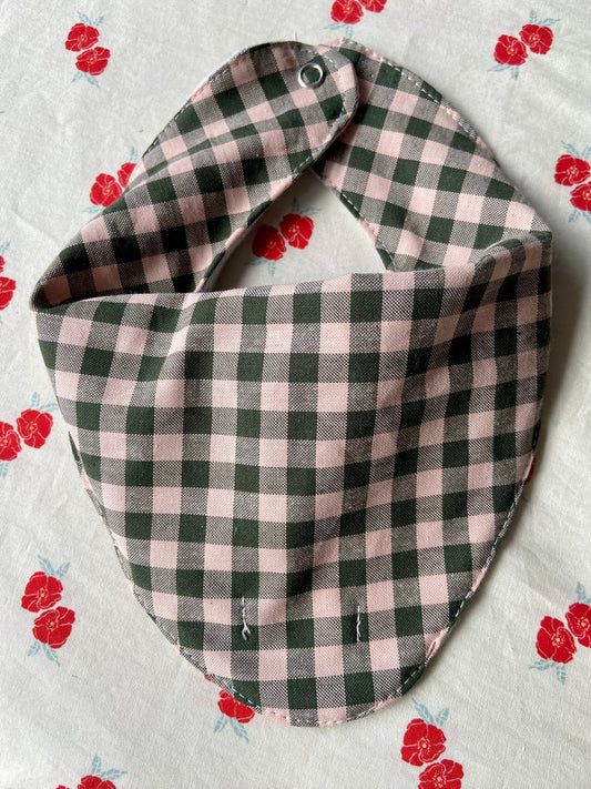 Cotton Bib- Green-Pink Check