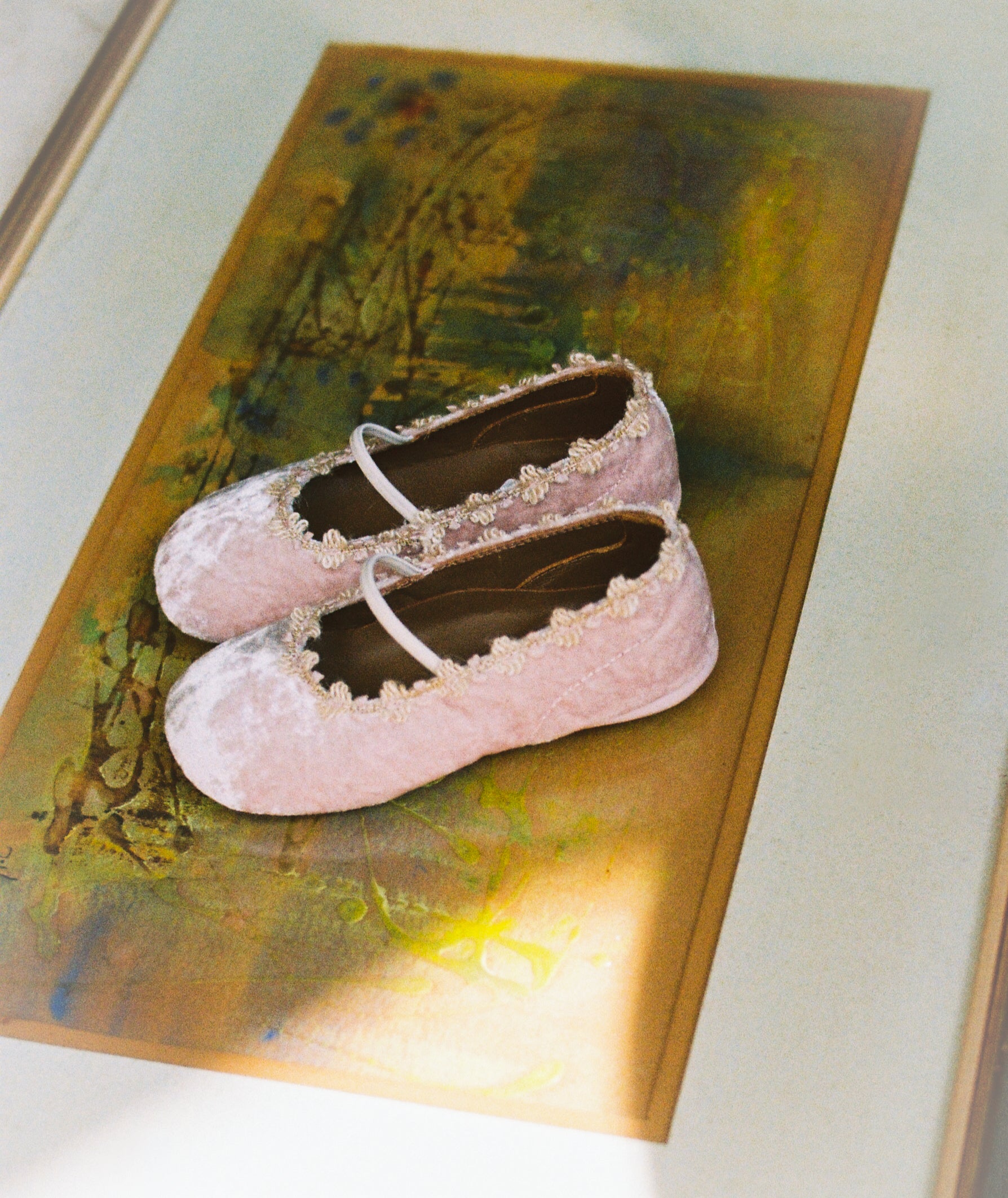 Pèpè Crushed Velvet Flats: Baby Pink